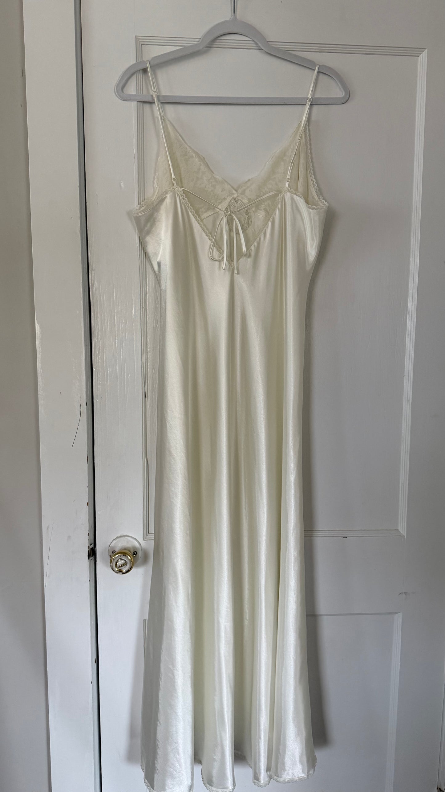 Lace Detail Ivory Slip Dress