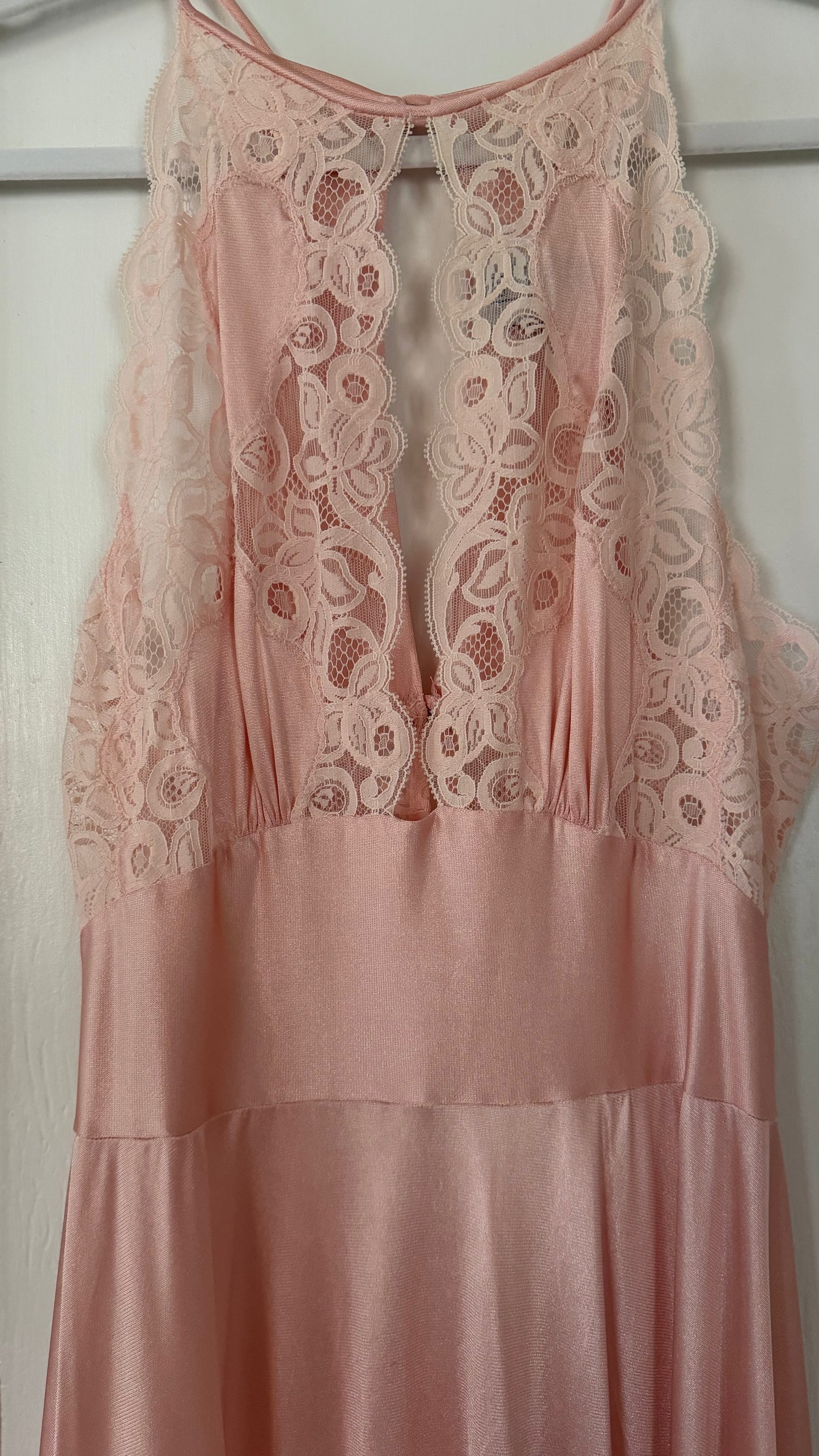Rare Pink Lily of France Lace Cutout Slip
