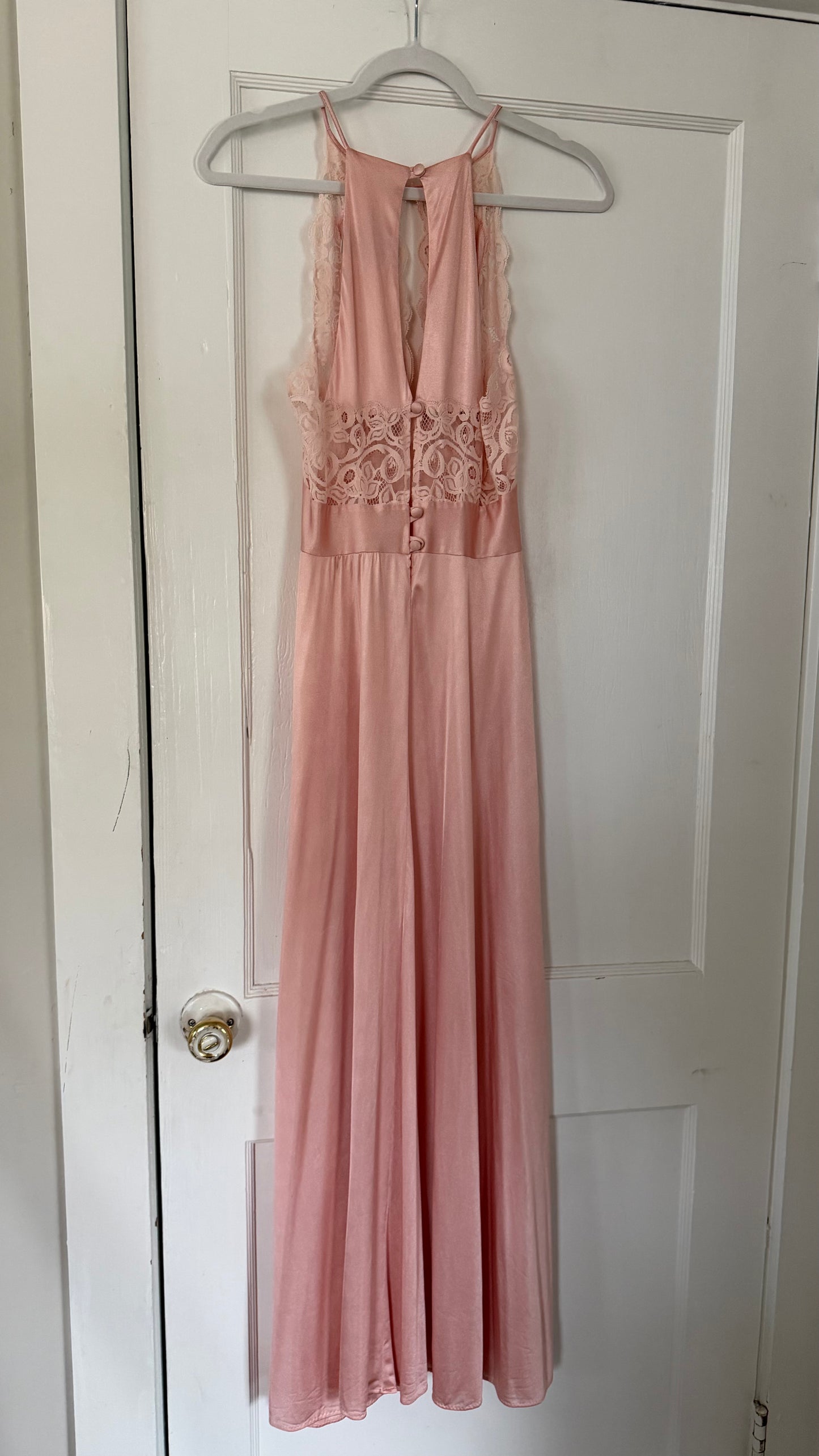 Rare Pink Lily of France Lace Cutout Slip