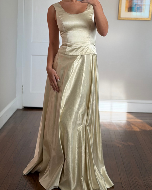 Gold Metallic Two Piece-Illusion Set