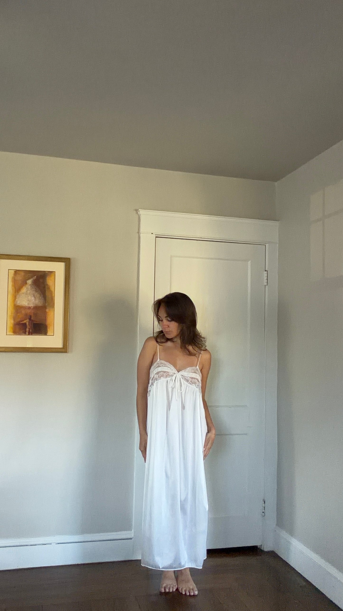White Lace & Ribbon Detail Peignoir Set