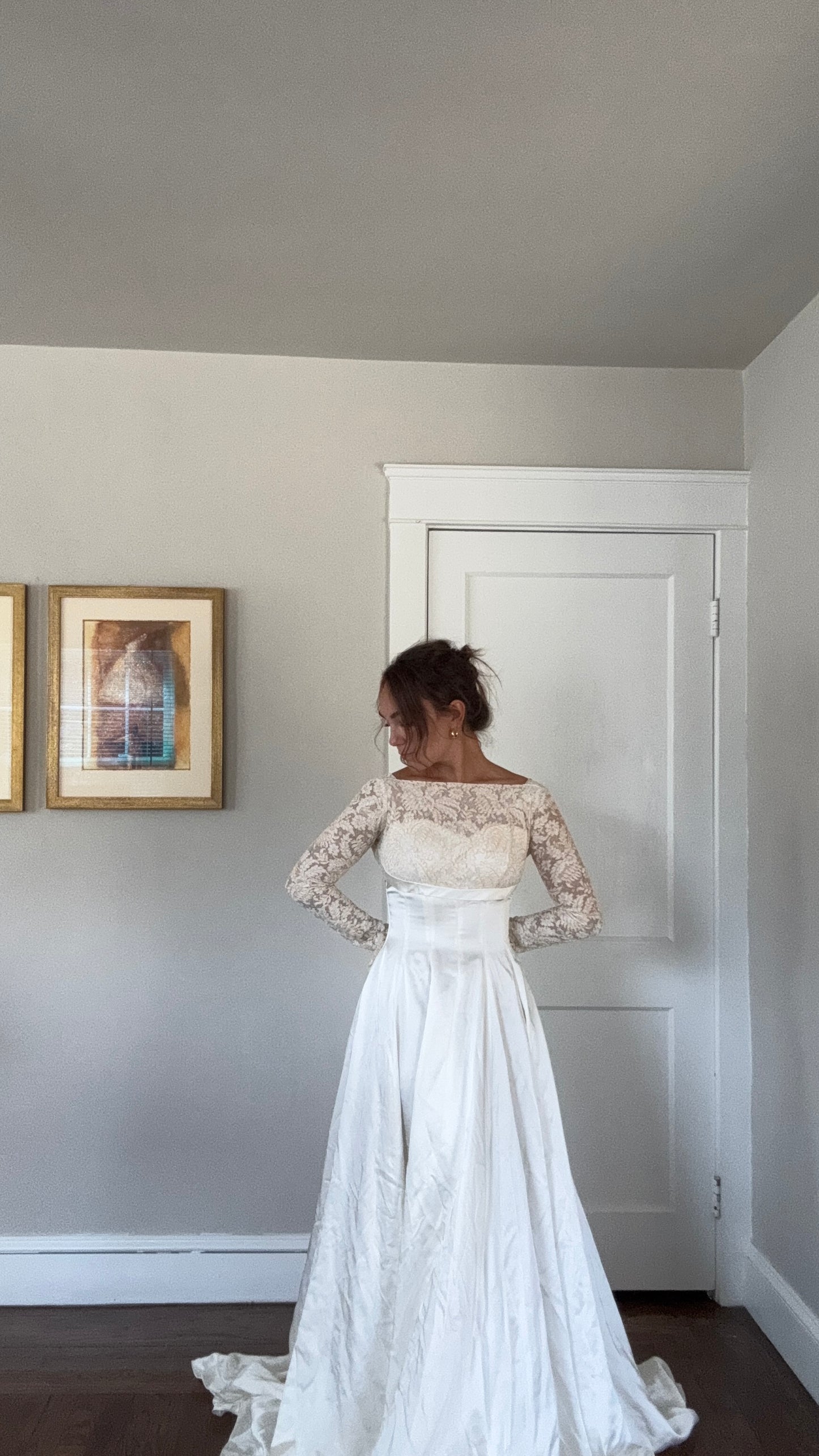 1940s Long Sleeve Lace Wedding Gown