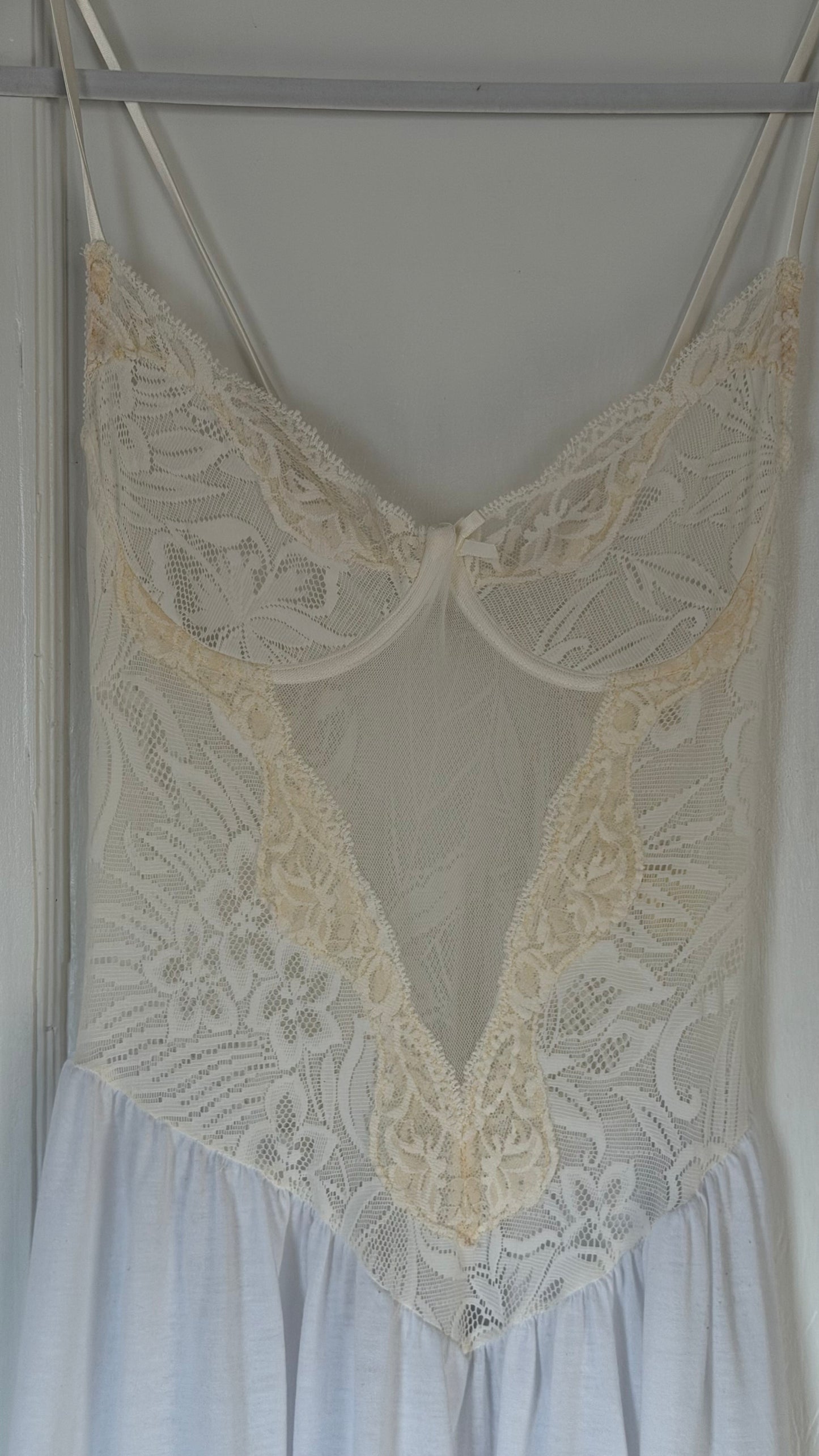 Vintage 90s Victoria’s Secret Mesh-Panel Bridal Slip