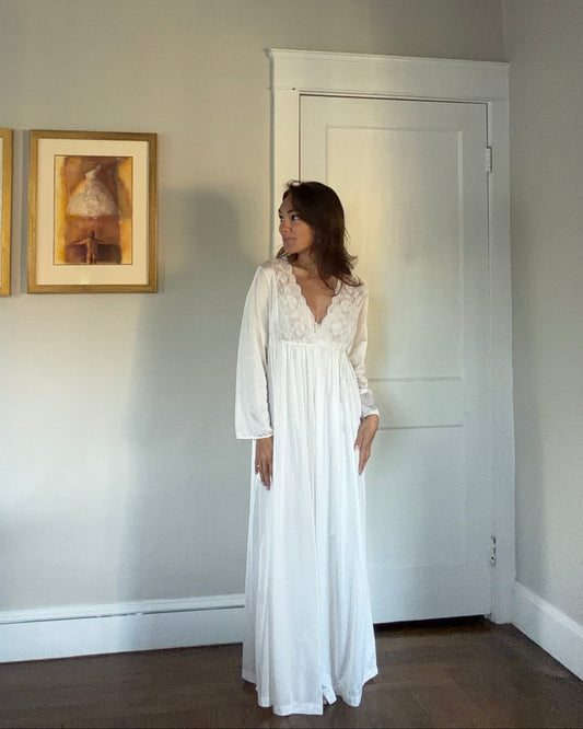 Tie-Back Slip & Longsleeve Robe Peignoir Set