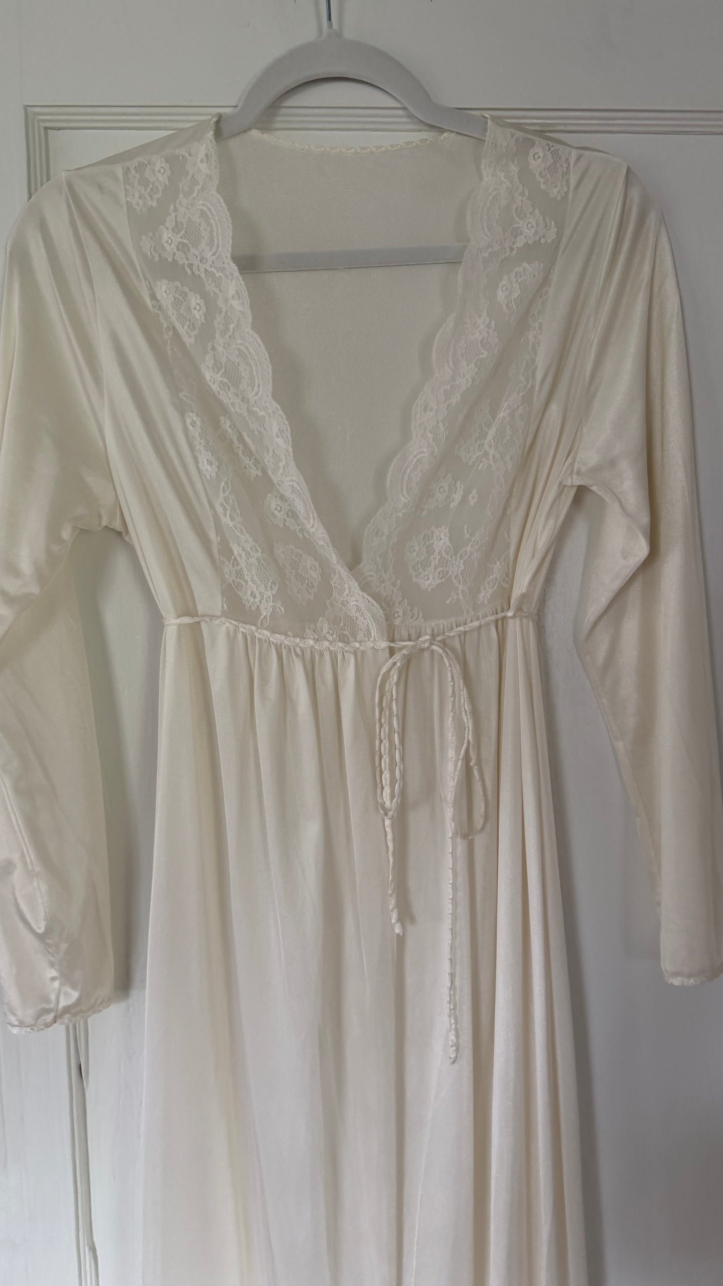 Tie-Back Slip & Longsleeve Robe Peignoir Set