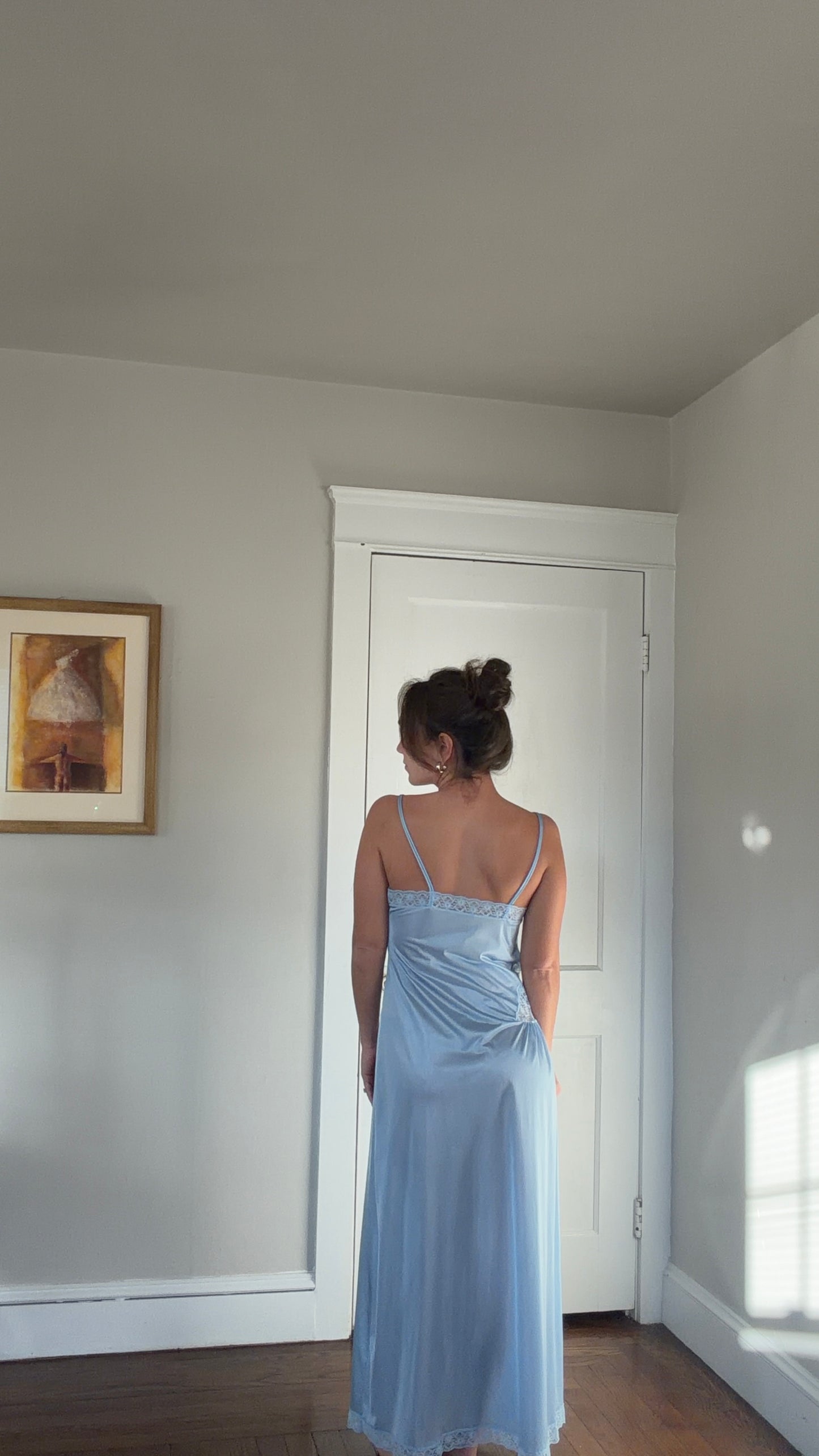 Bow Ribbon & Lace Blue Slip
