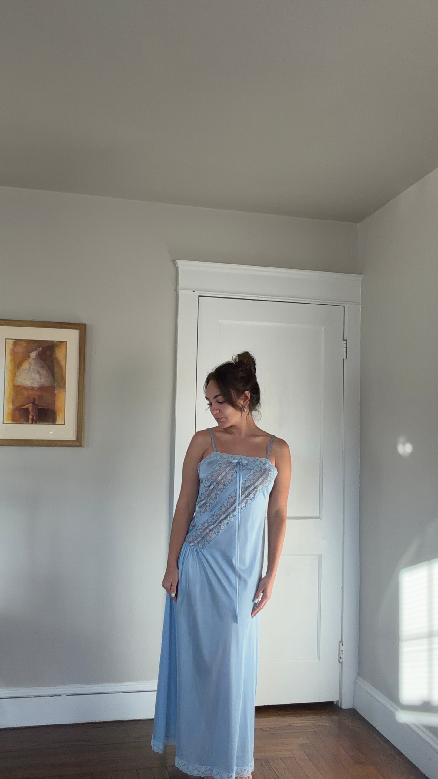 Bow Ribbon & Lace Blue Slip