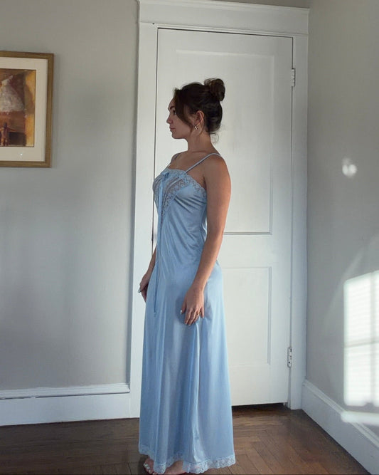Bow Ribbon & Lace Blue Slip
