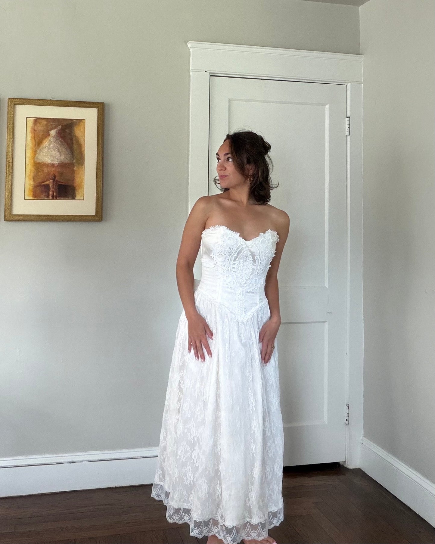 Lace Basque Waist Dress
