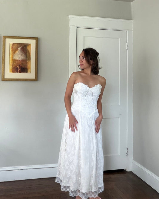 Lace Basque Waist Dress