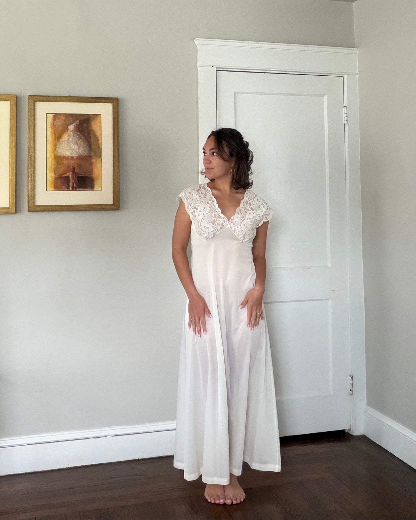 Ivory Lace Cap Sleeve Slip