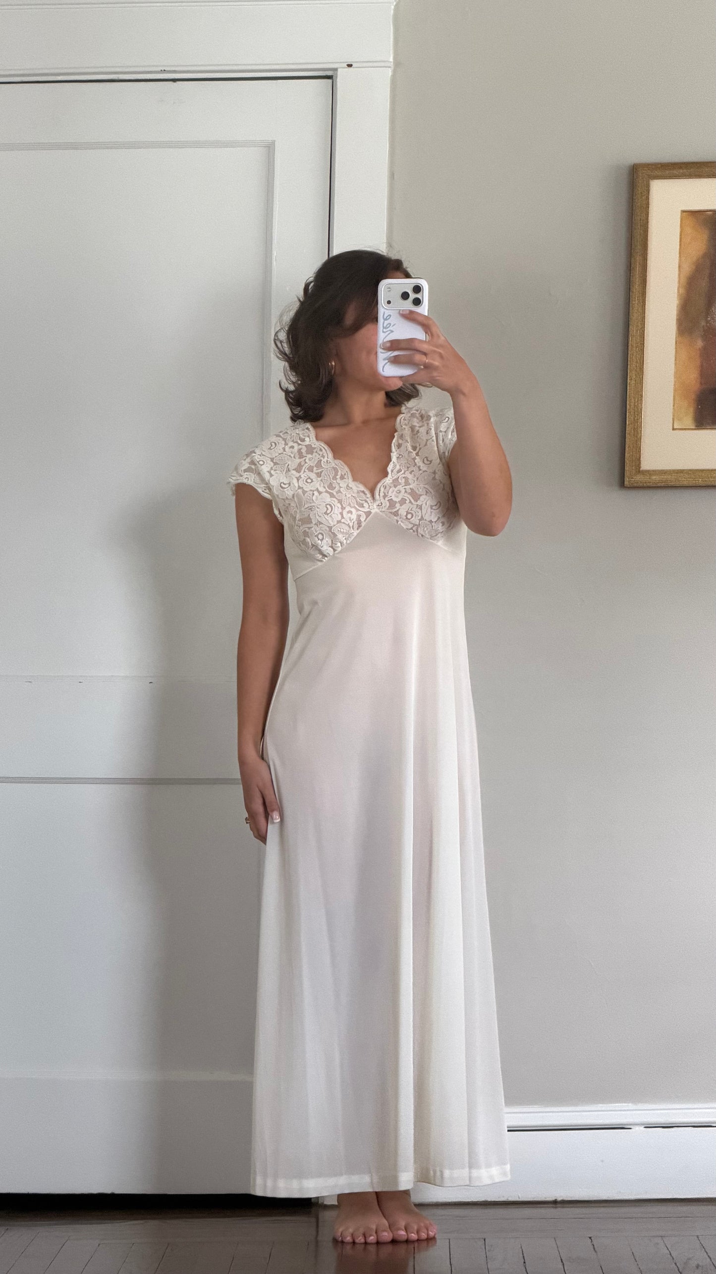 Ivory Lace Cap Sleeve Slip