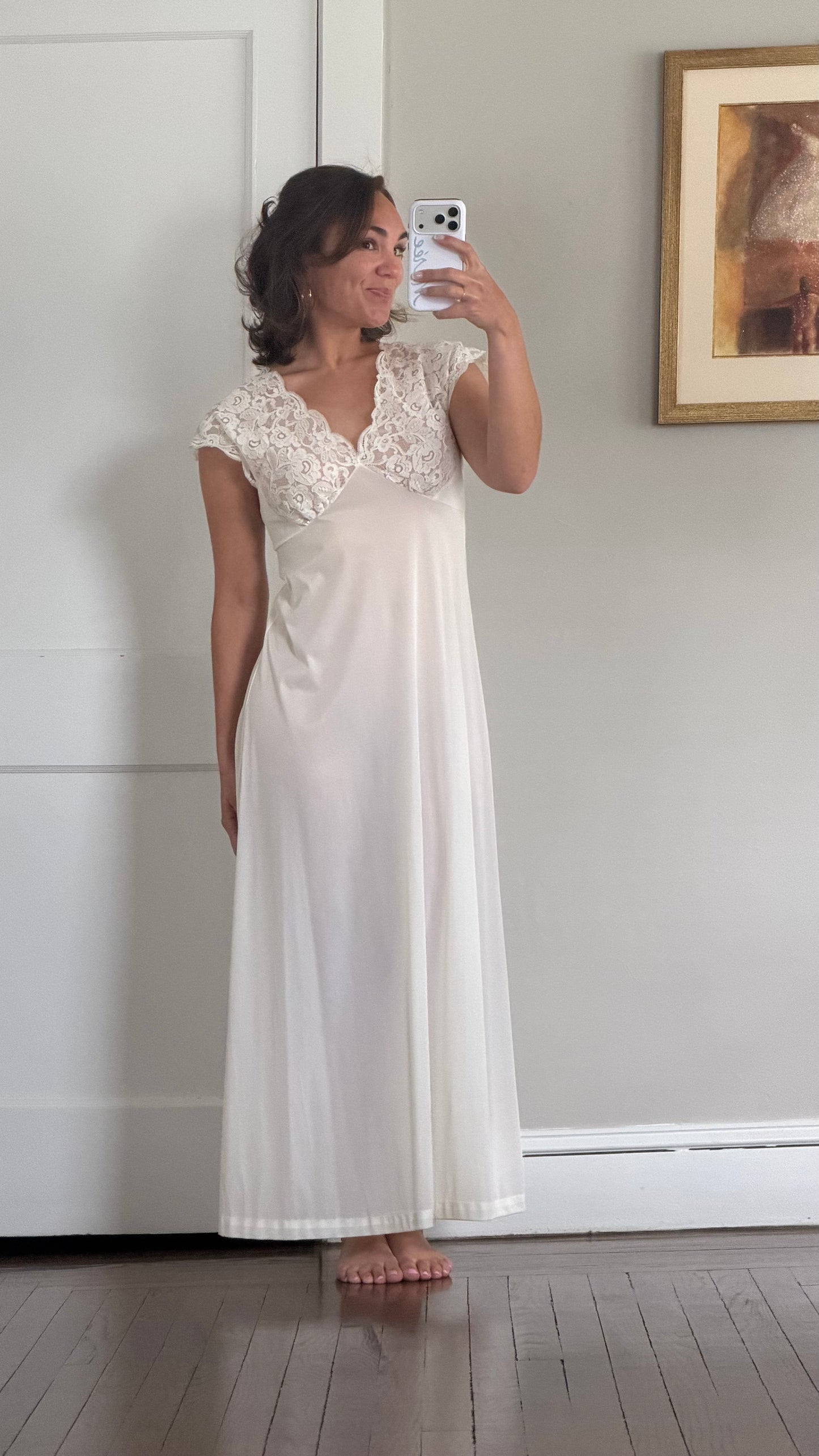 Ivory Lace Cap Sleeve Slip