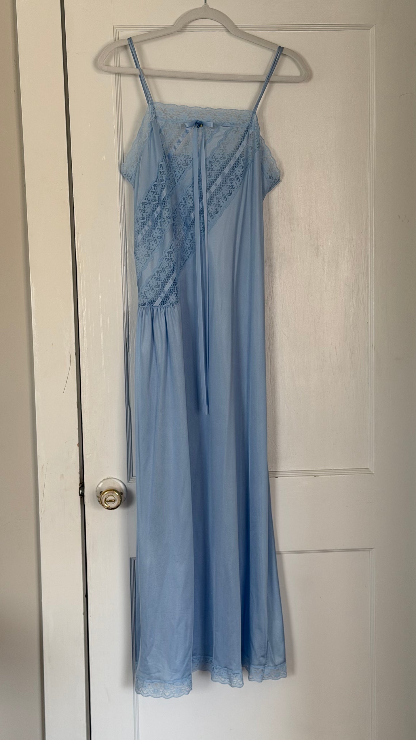 Bow Ribbon & Lace Blue Slip