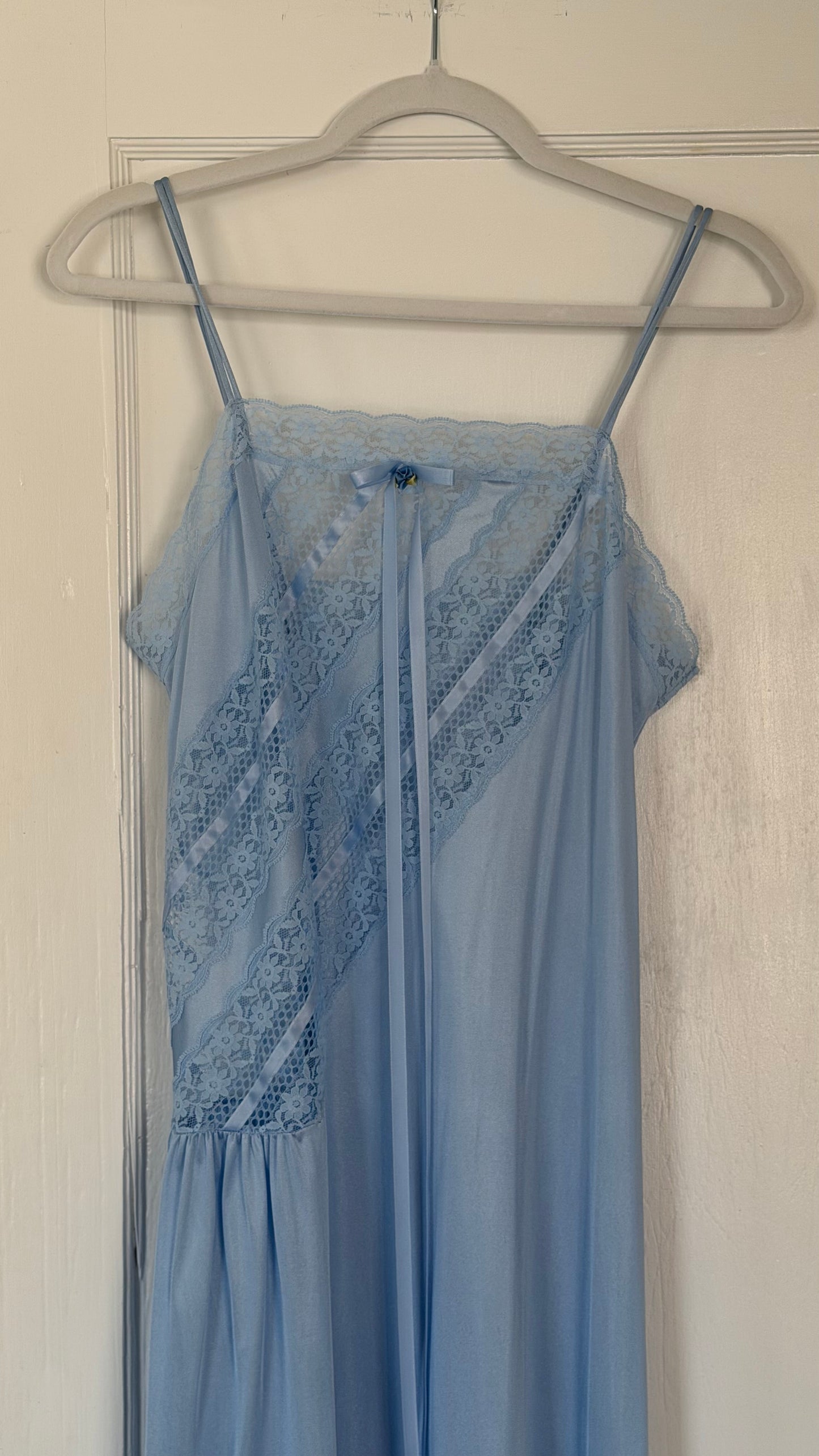 Bow Ribbon & Lace Blue Slip