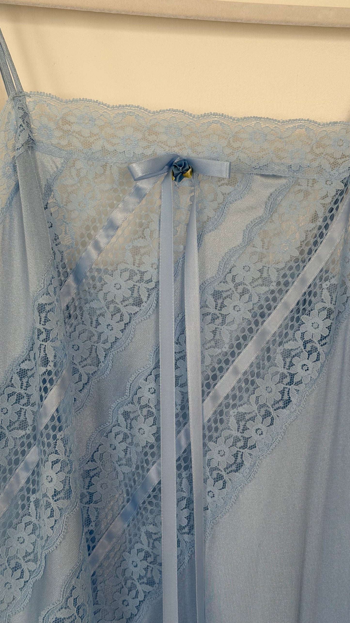 Bow Ribbon & Lace Blue Slip