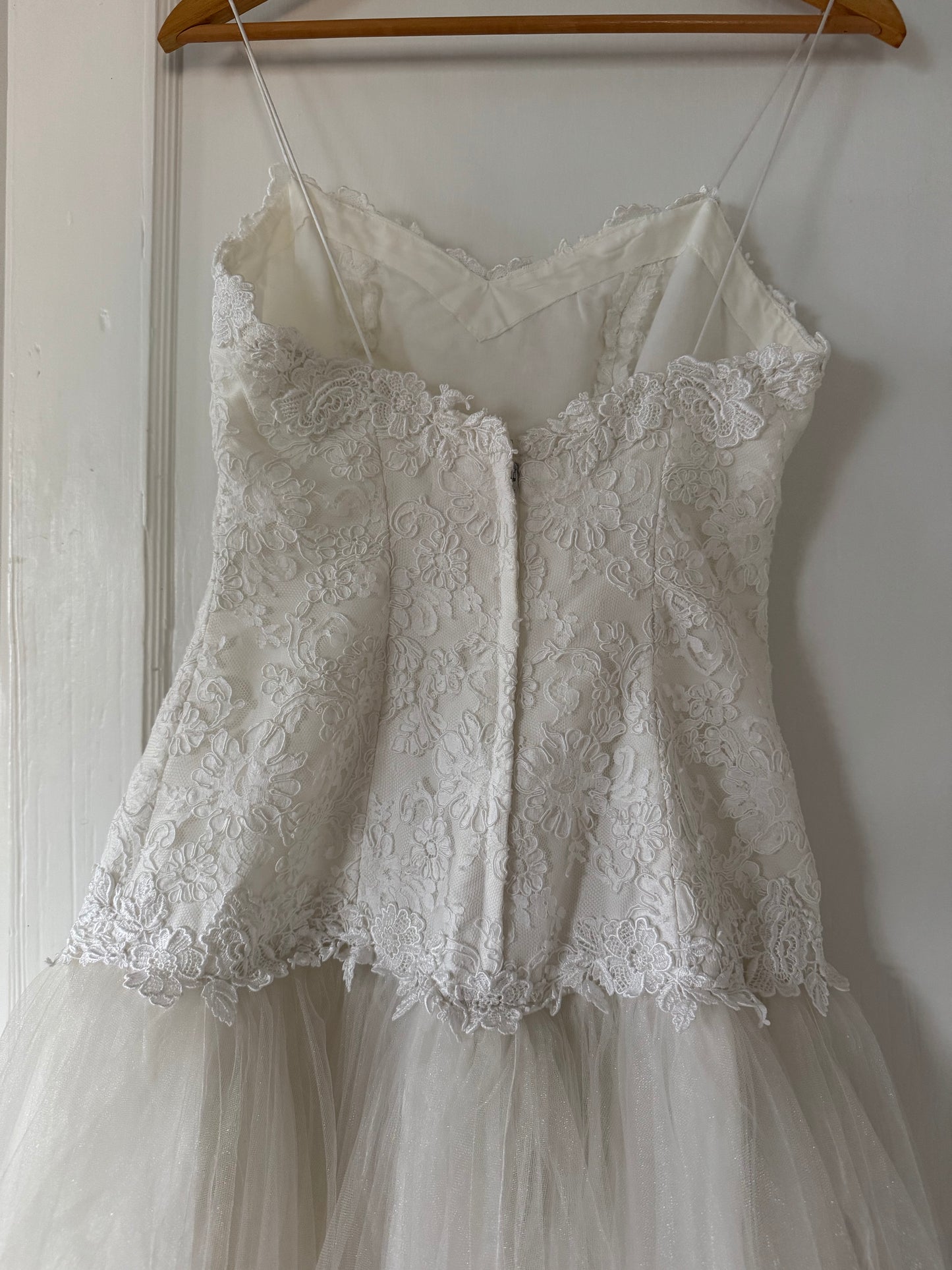 Priscilla of Boston Lace & Tulle Drop Waist Wedding Dress w/ Matching Bolero