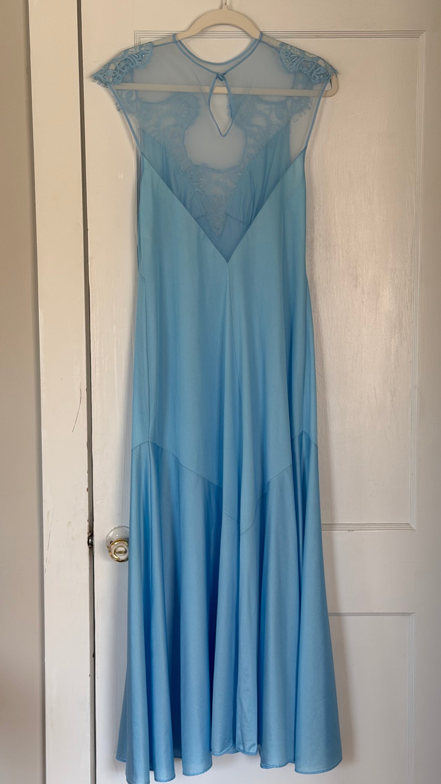 Rare Blue Lace-Yoke Maxi Slip