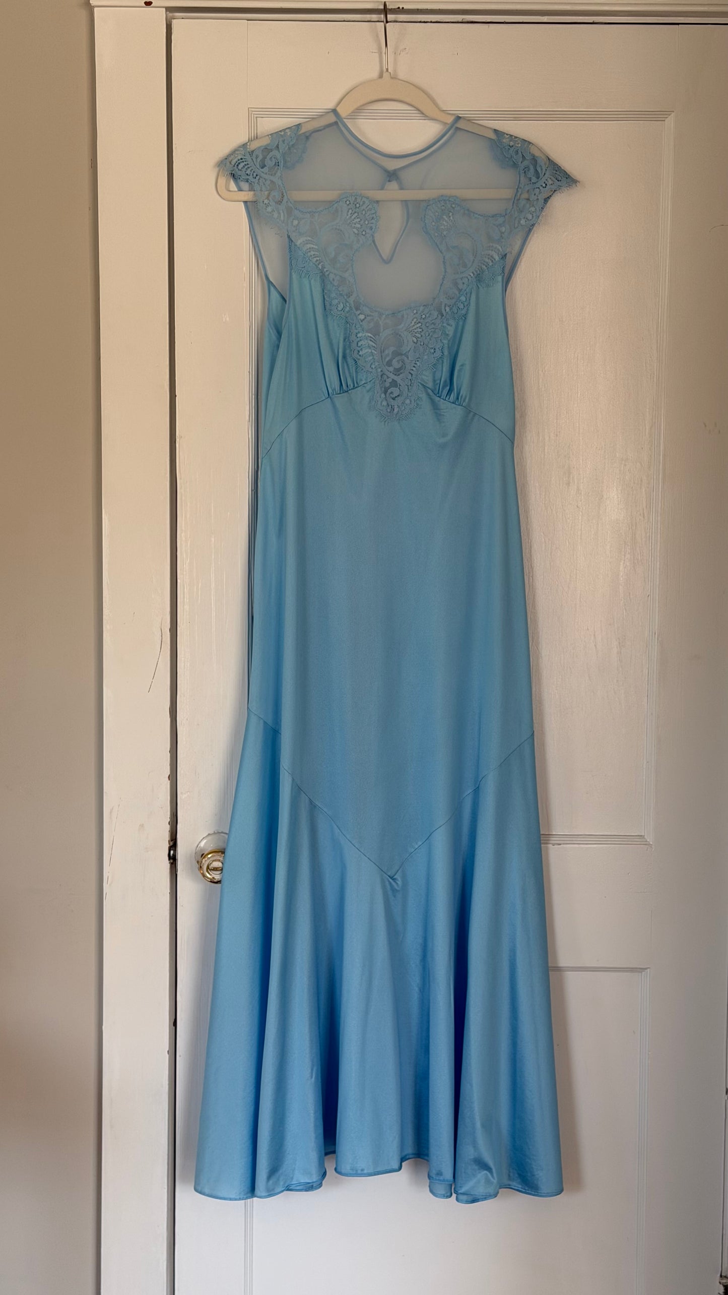 Rare Blue Lace-Yoke Maxi Slip