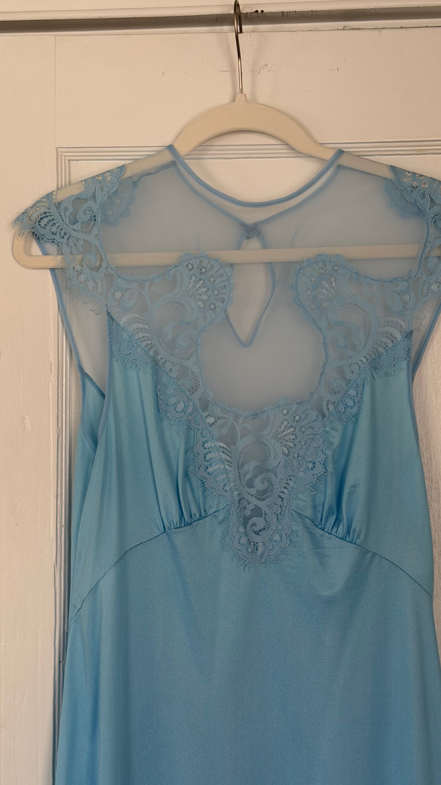 Rare Blue Lace-Yoke Maxi Slip