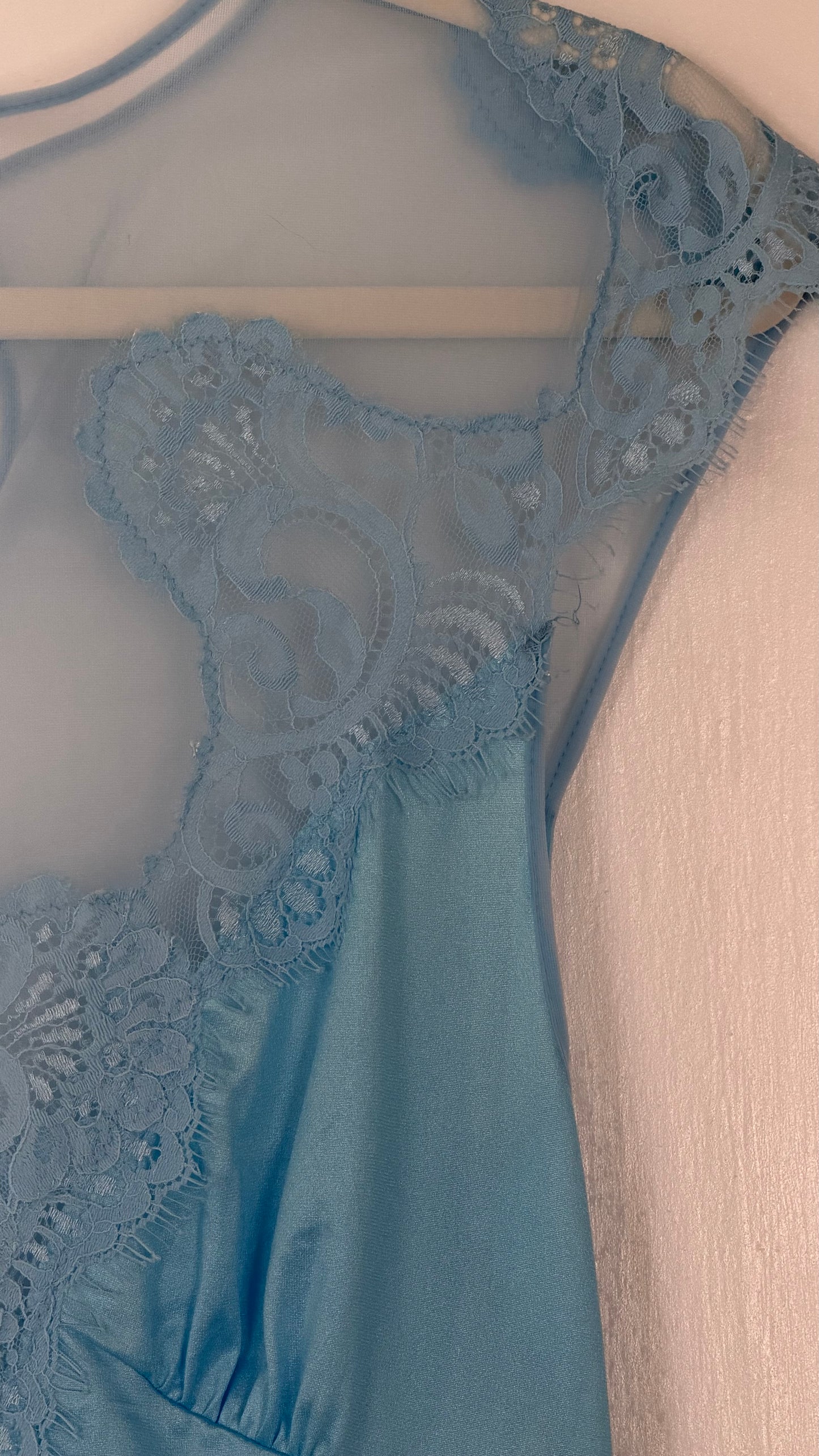 Rare Blue Lace-Yoke Maxi Slip