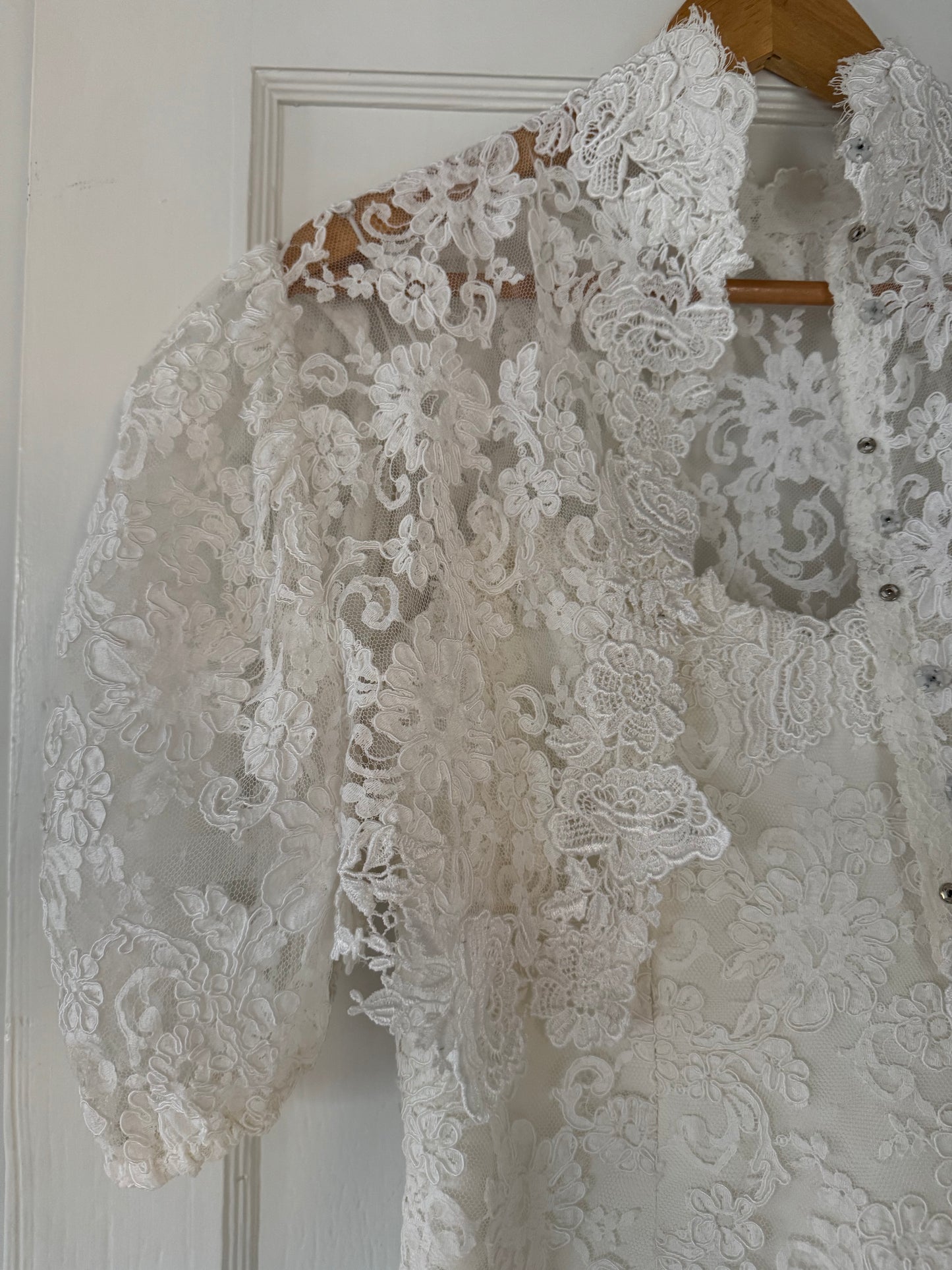 Priscilla of Boston Lace & Tulle Drop Waist Wedding Dress w/ Matching Bolero