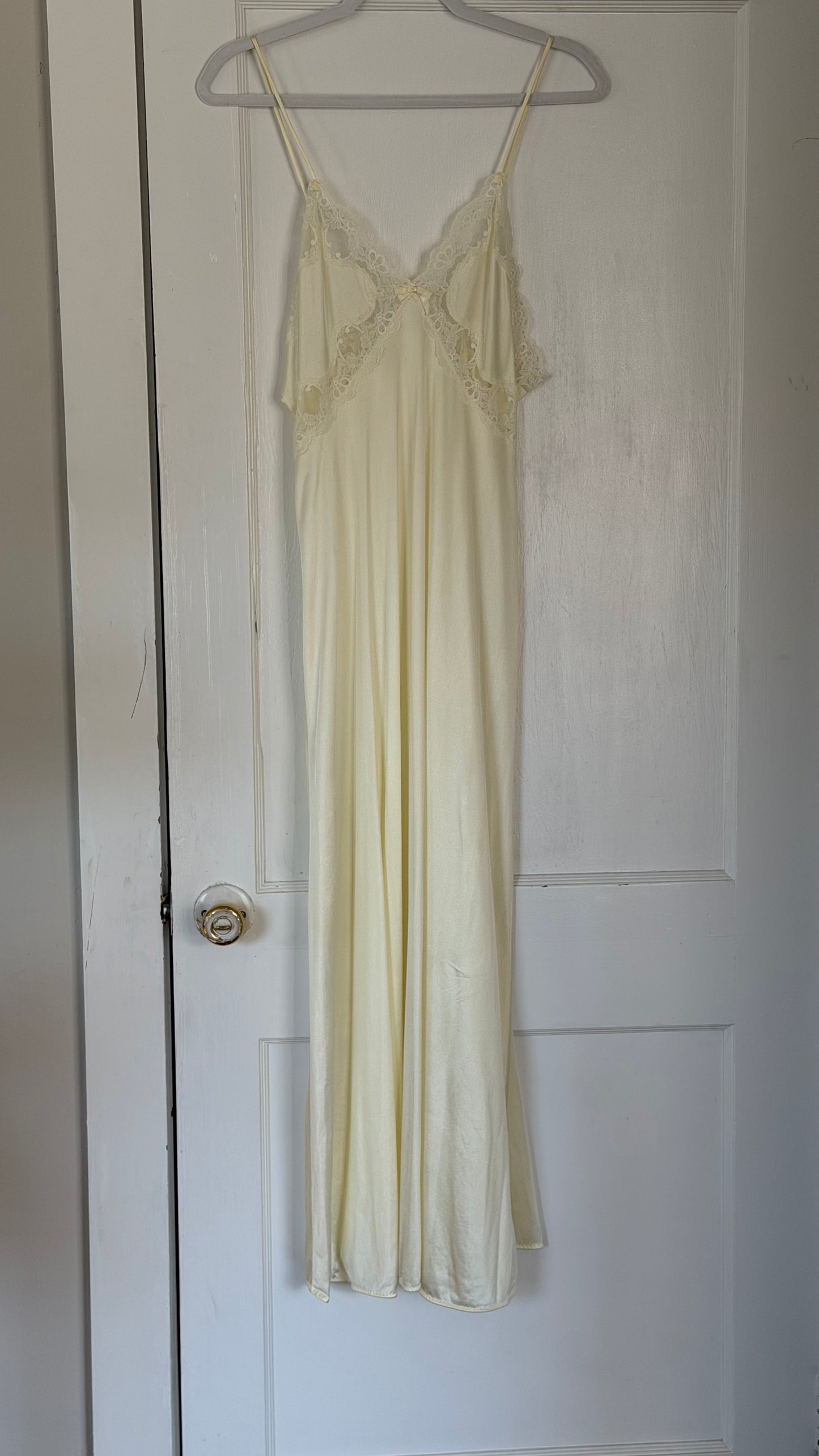 Cream Lace-Trim Maxi Slip