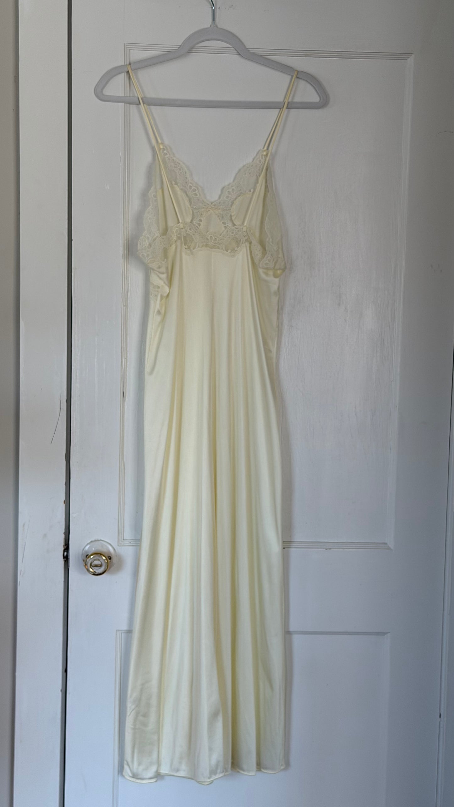 Cream Lace-Trim Maxi Slip