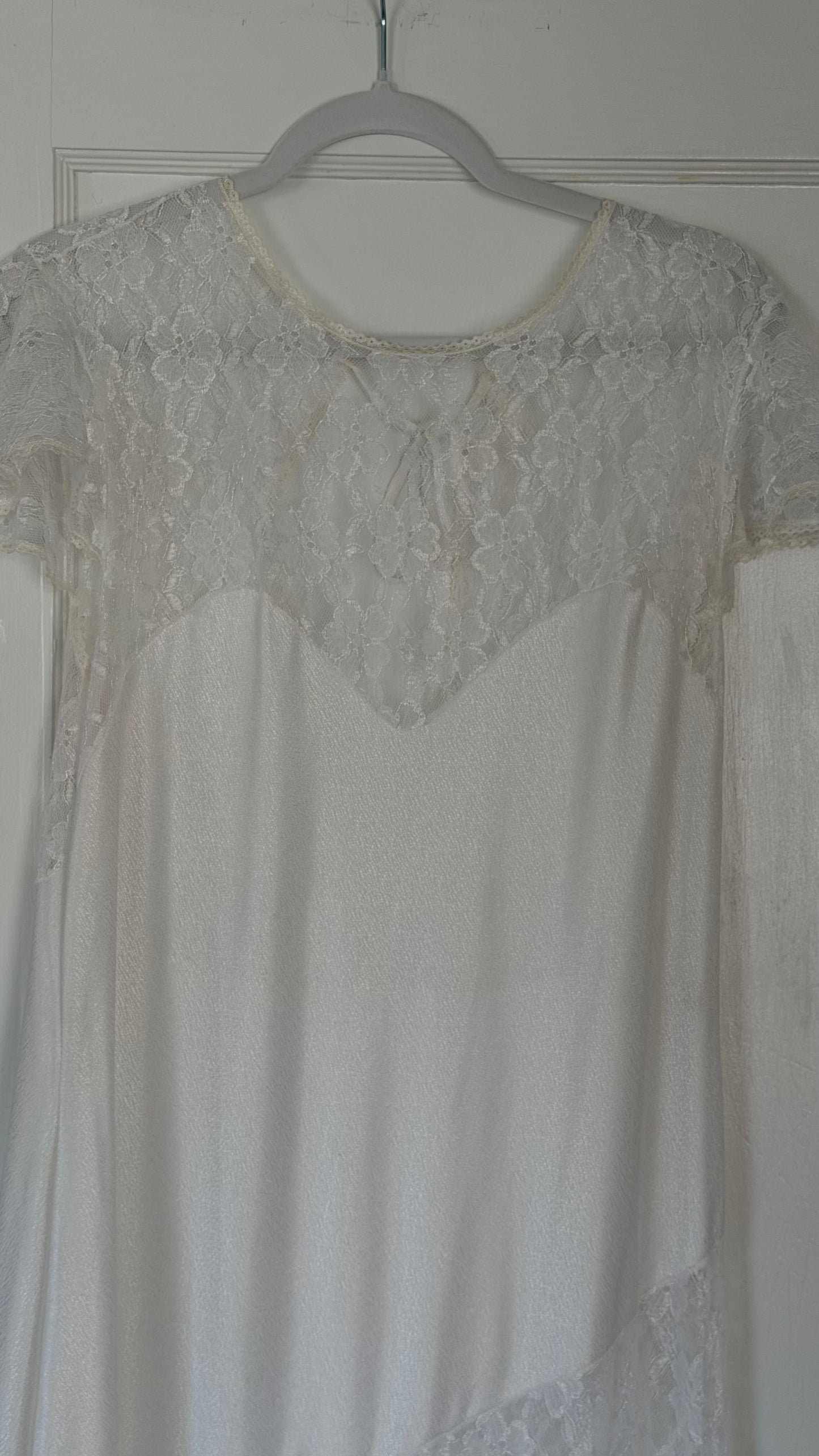 White Lace Maxi Slip with Flutter Sleeves