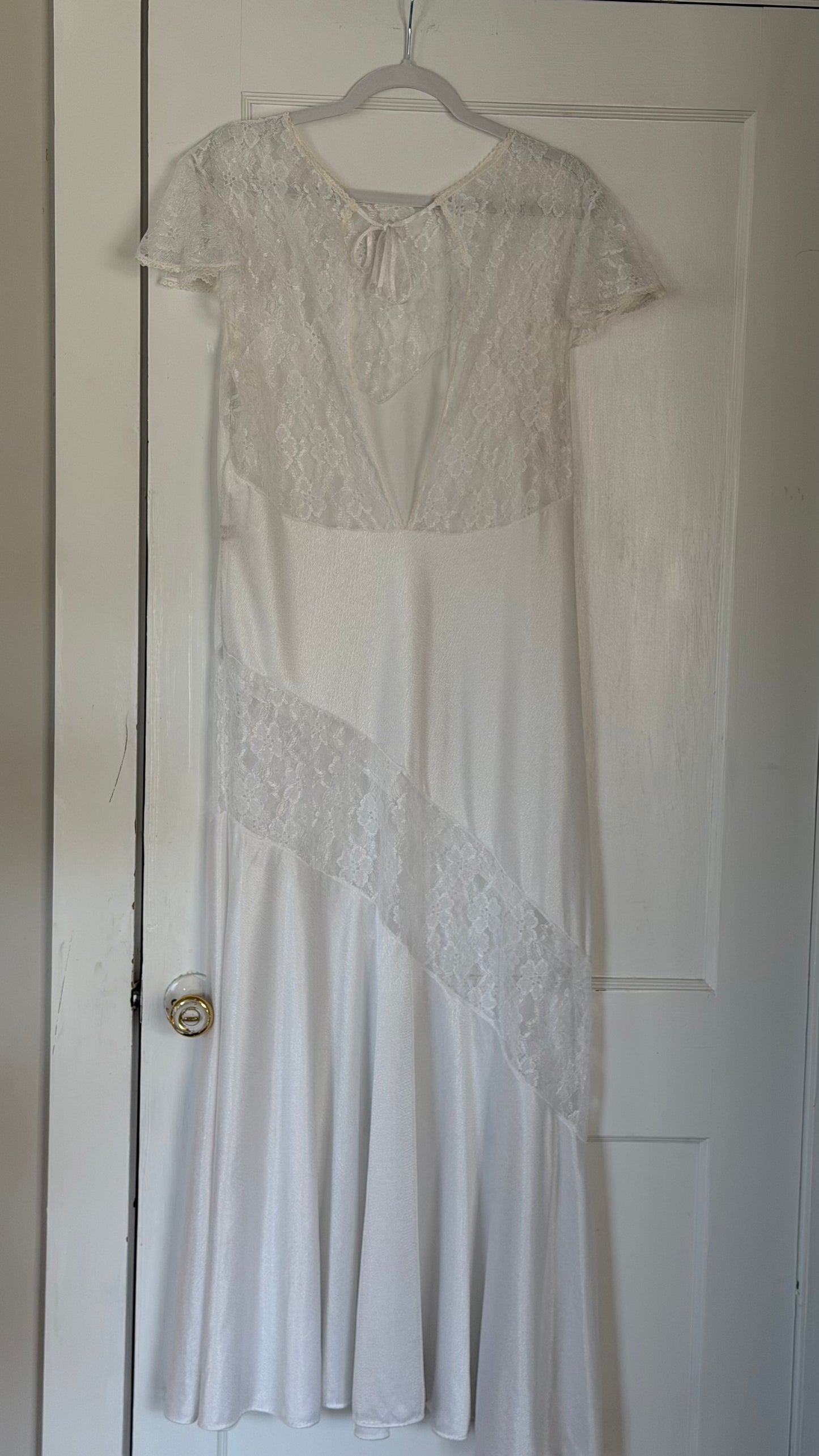 White Lace Maxi Slip with Flutter Sleeves