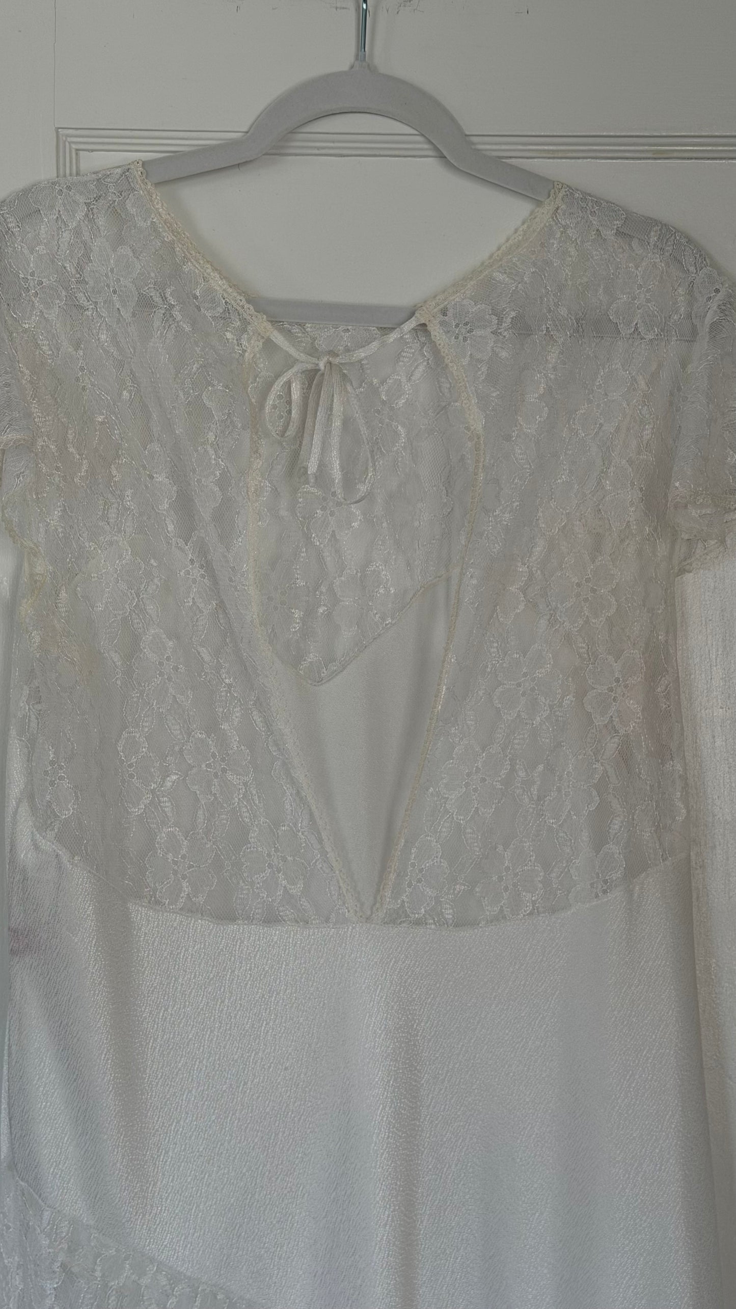 White Lace Maxi Slip with Flutter Sleeves