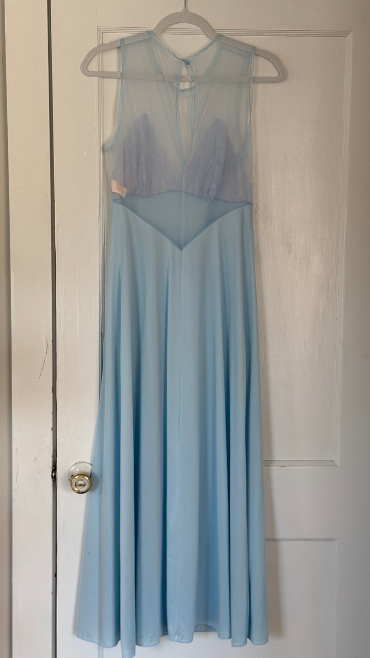 Rare Sky Blue & Lavender Lace-Bodice Maxi Slip