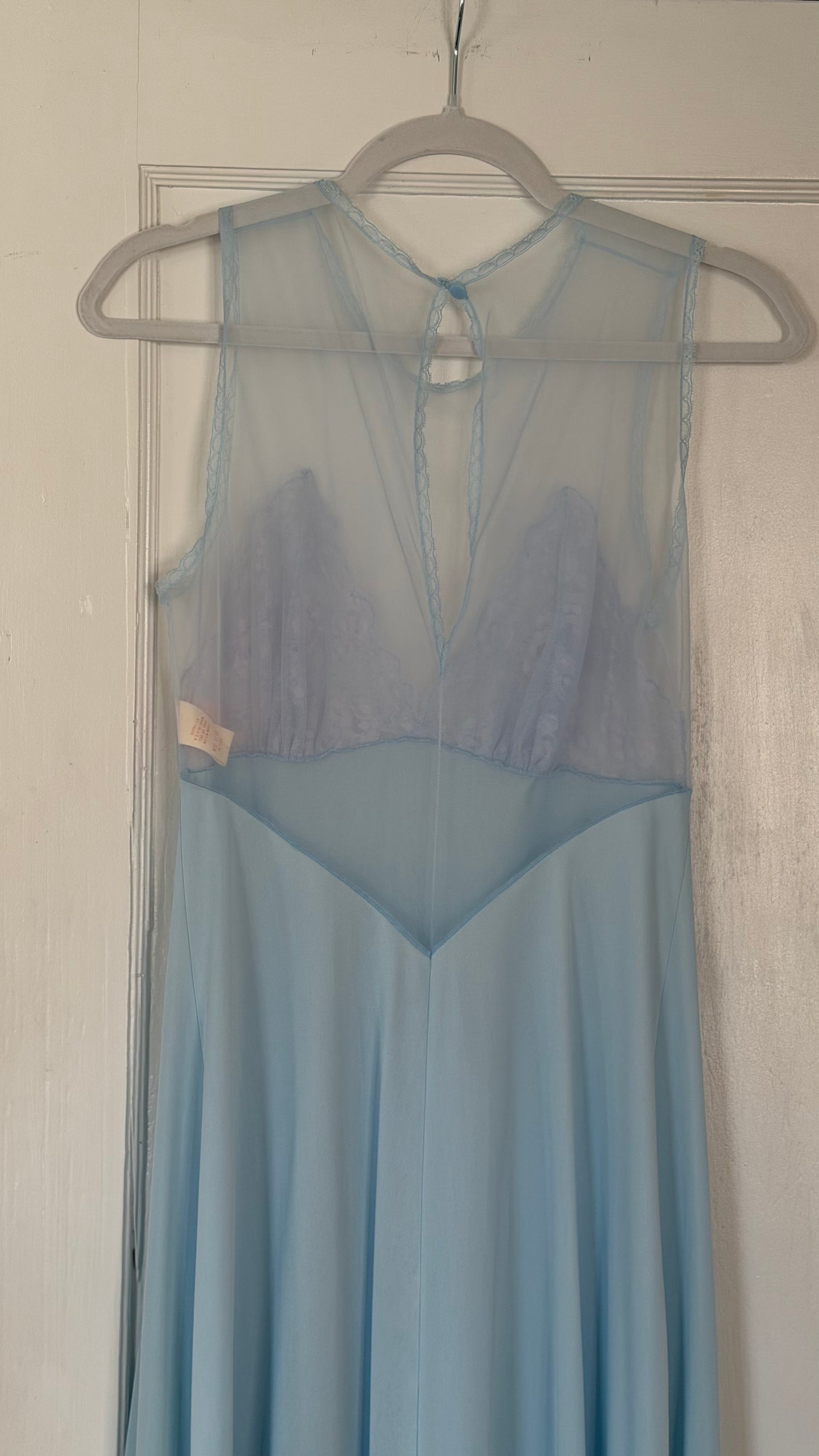 Rare Sky Blue & Lavender Lace-Bodice Maxi Slip