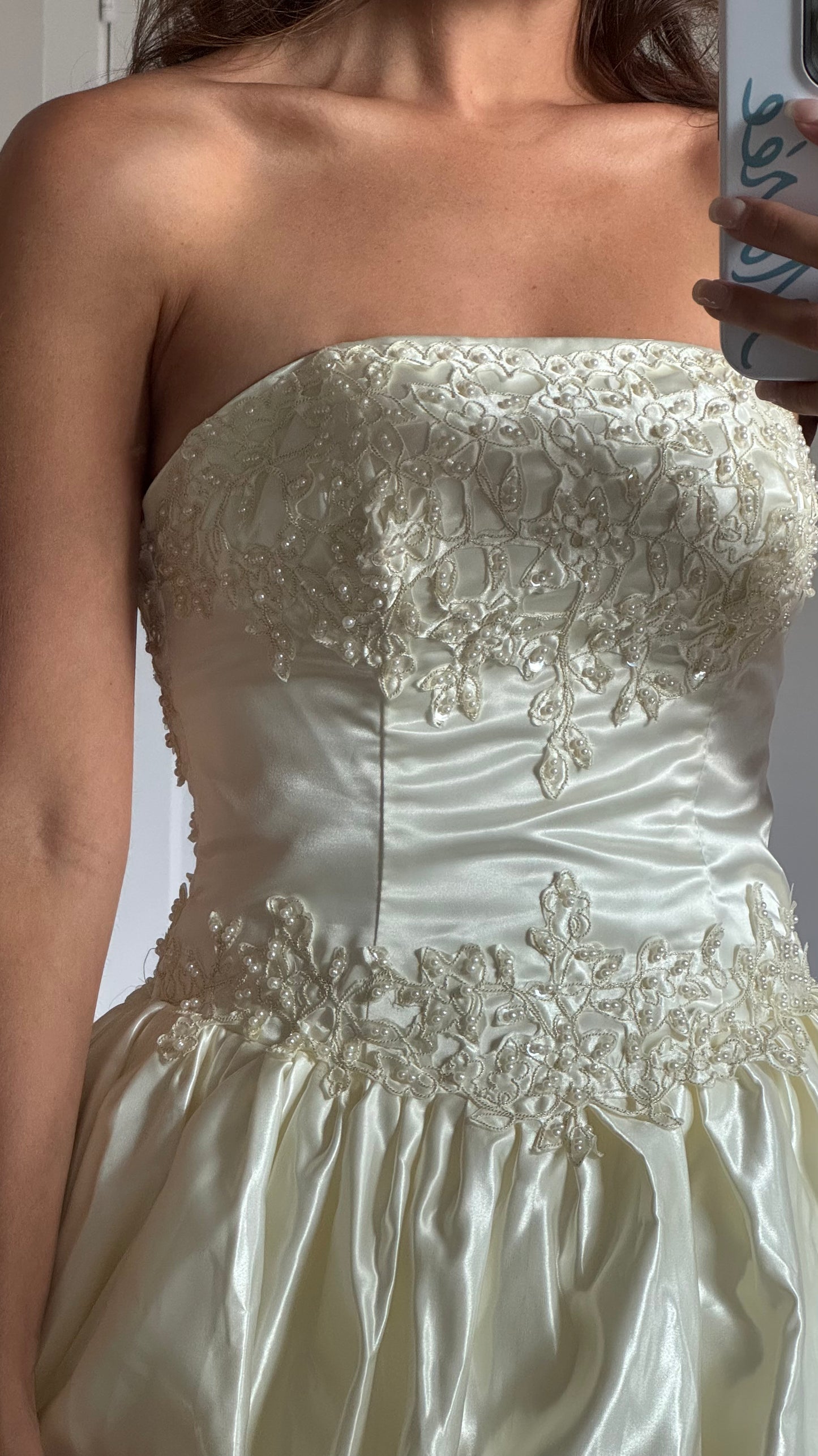 Strapless Basque Waist Embellished Tiered Wedding Gown