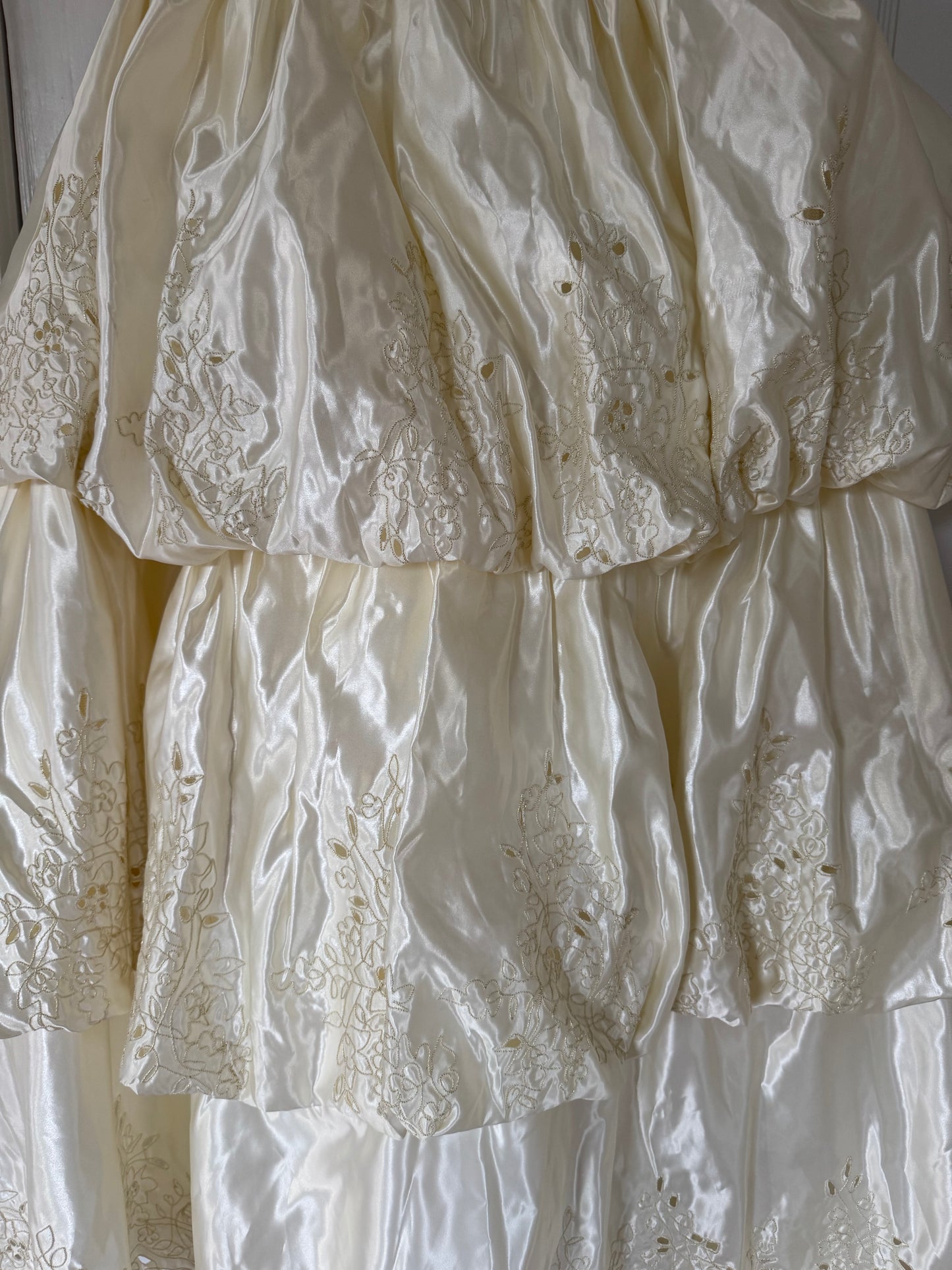 Strapless Basque Waist Embellished Tiered Wedding Gown