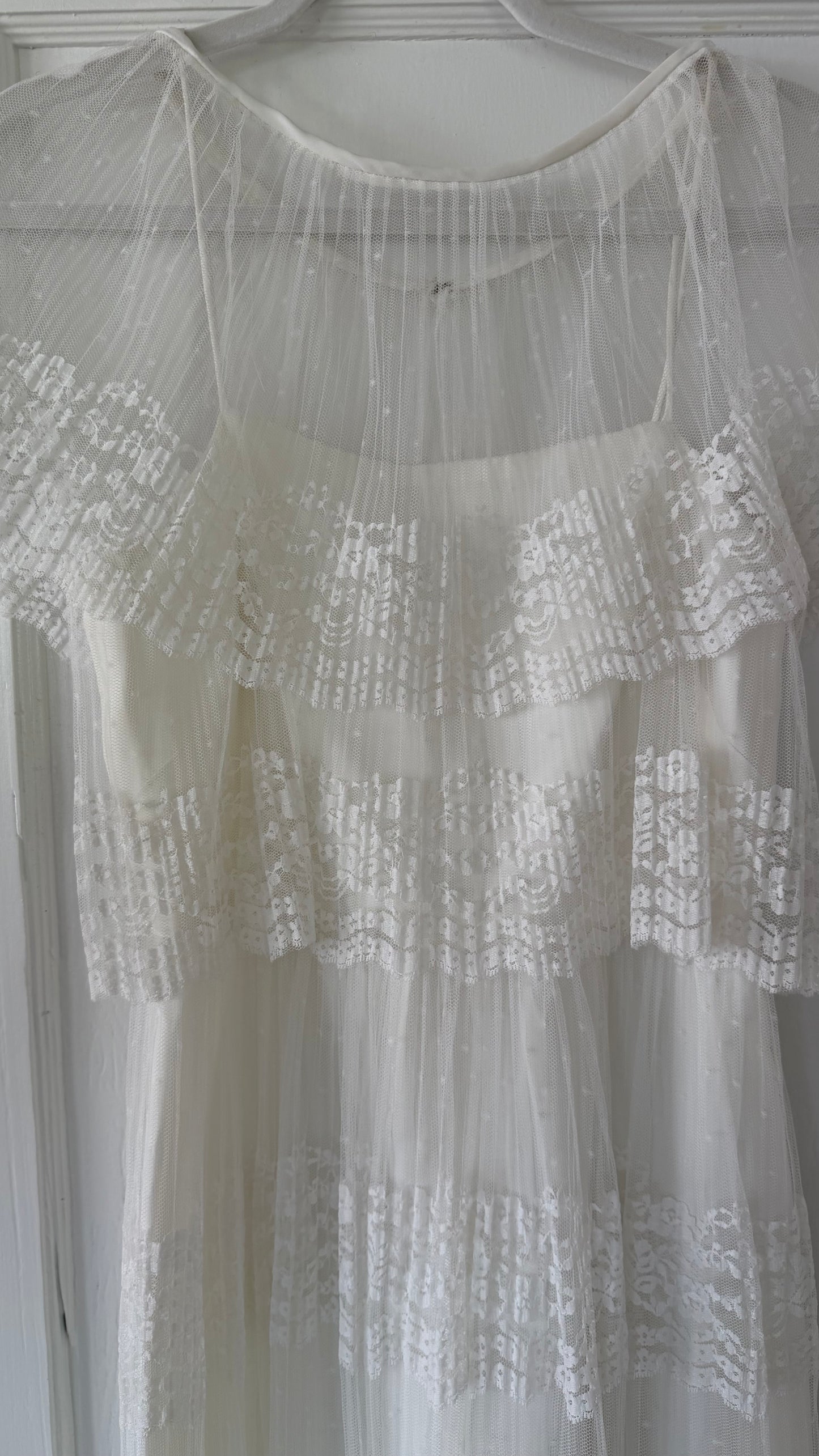 Swiss Dot & Lace Tiered Bridal Dress