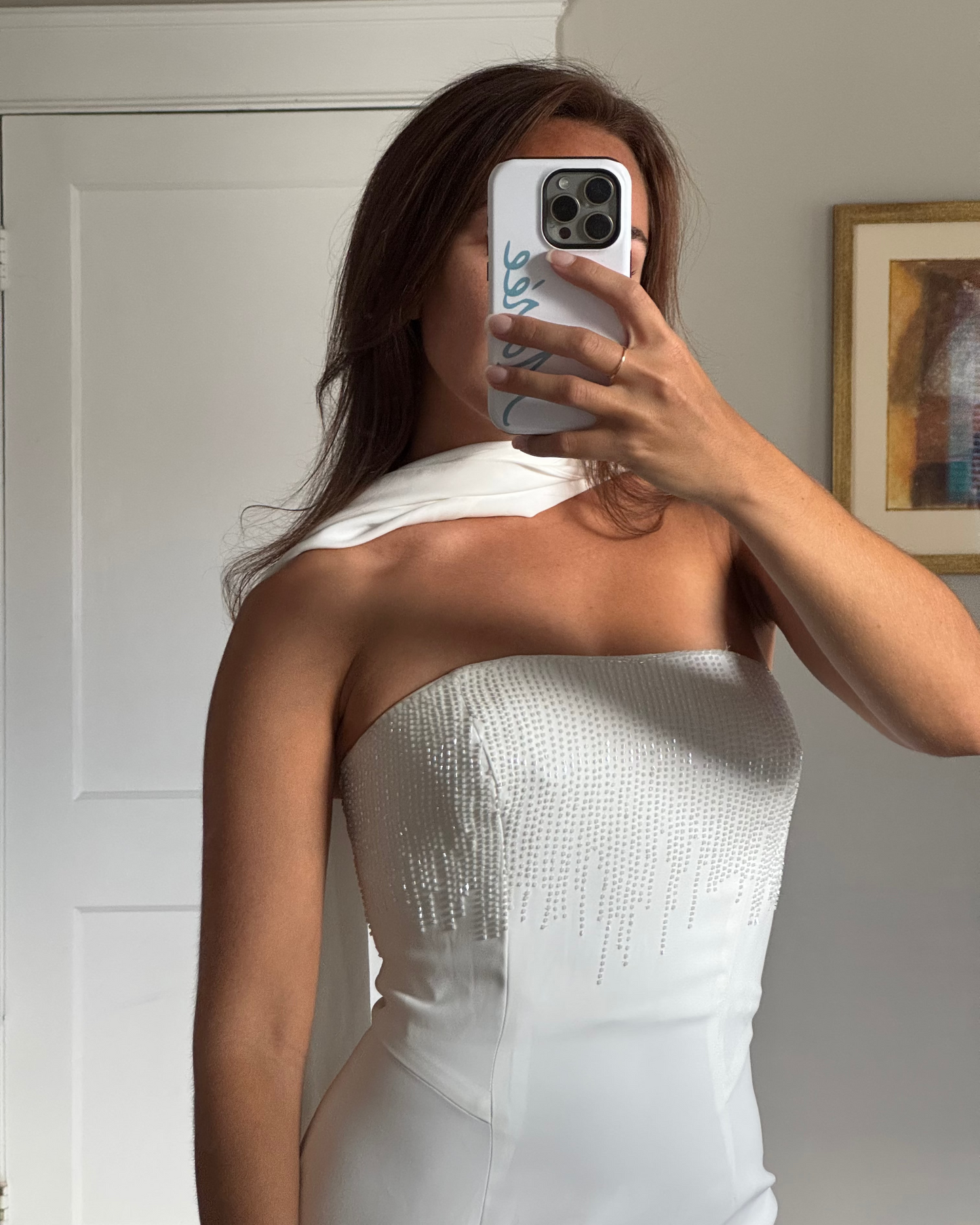 90s/Y2K Cassandra Stone Dress with Matching Neck Scarf