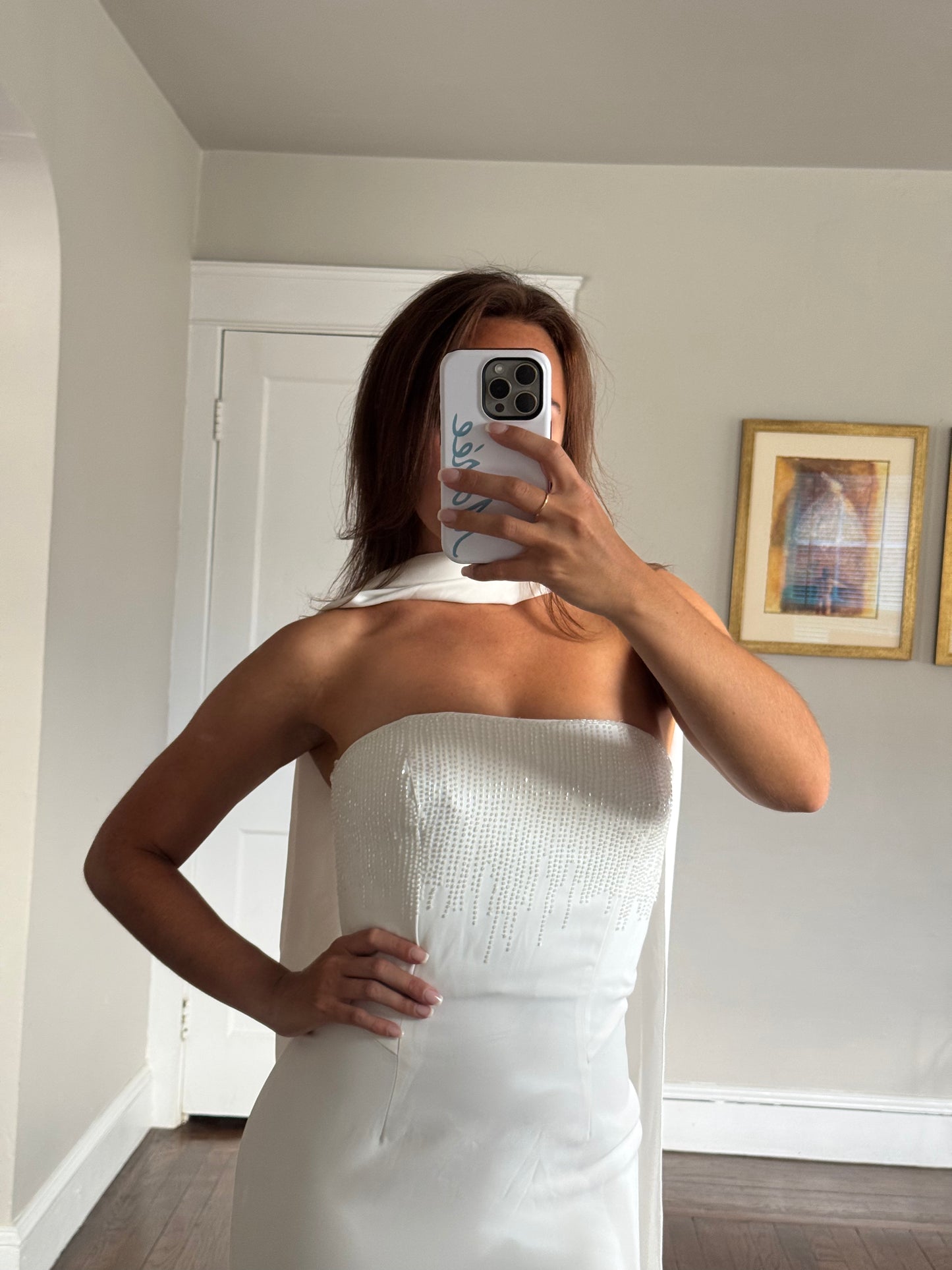 90s/Y2K Cassandra Stone Dress with Matching Neck Scarf