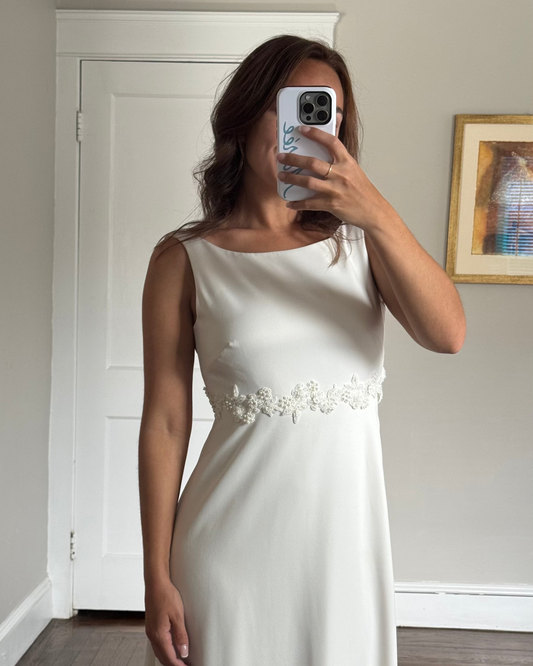 Low Back Ivory Wedding Dress with Train