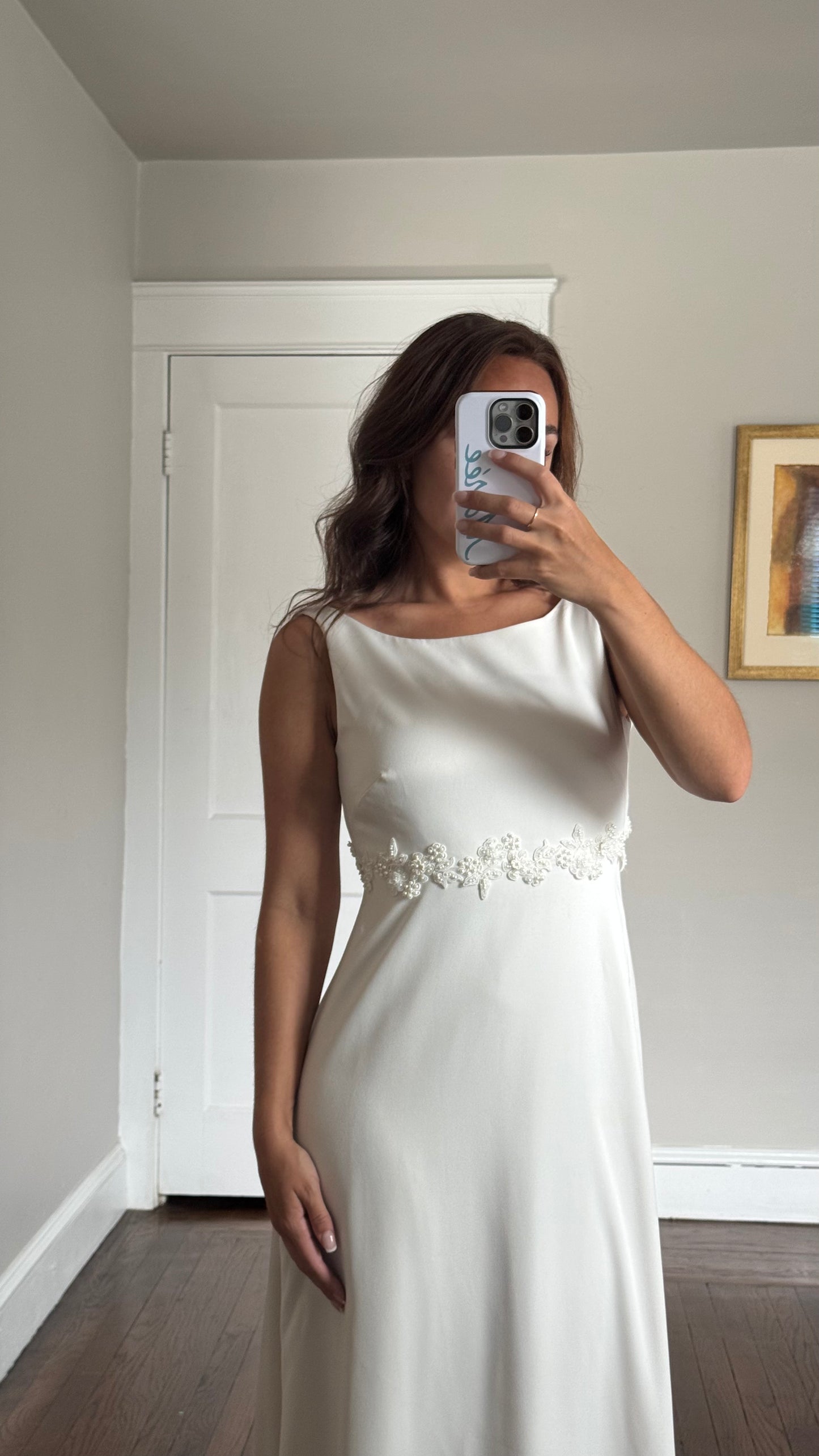 Low Back Ivory Wedding Dress with Train