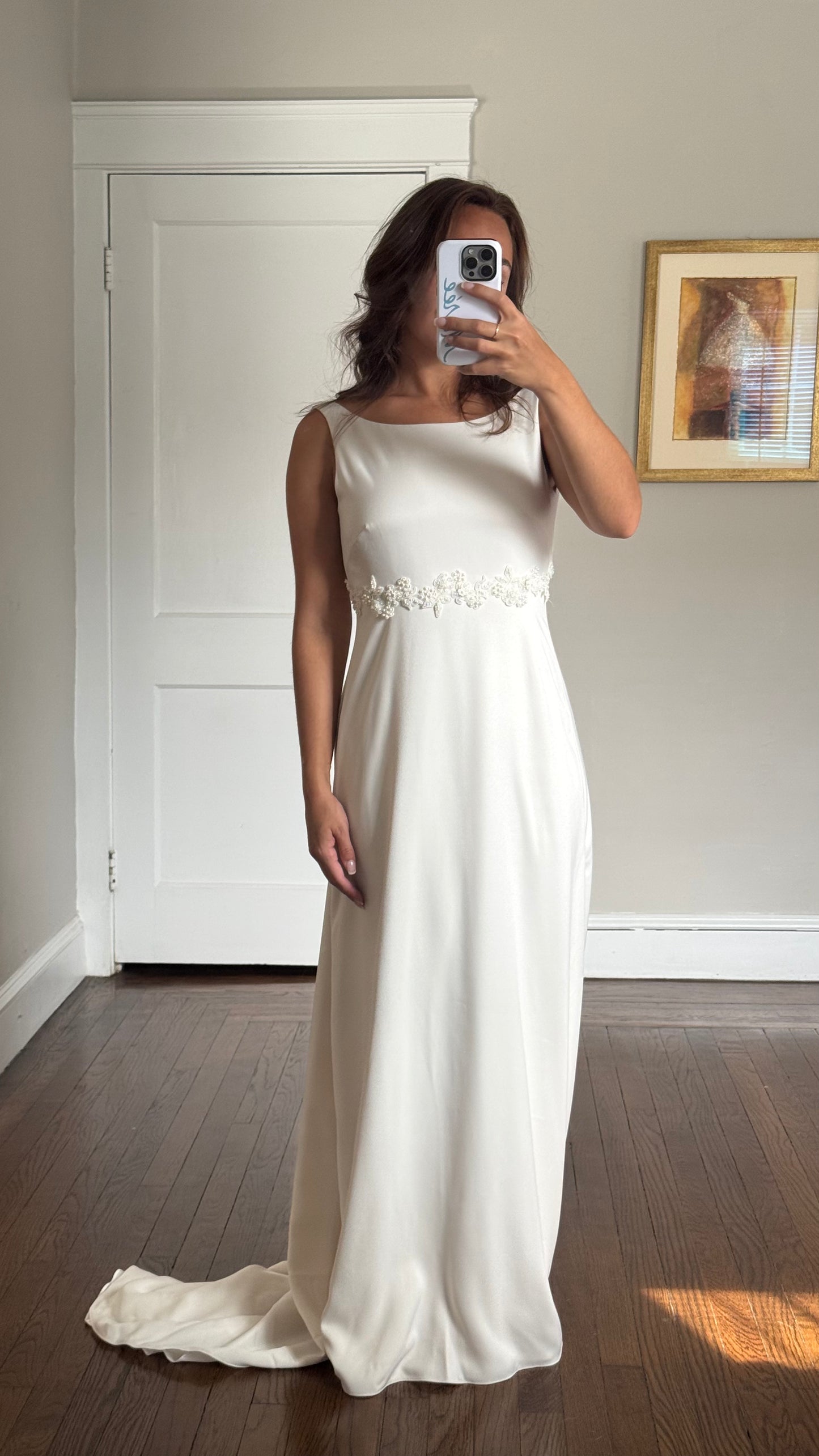 Low Back Ivory Wedding Dress with Train