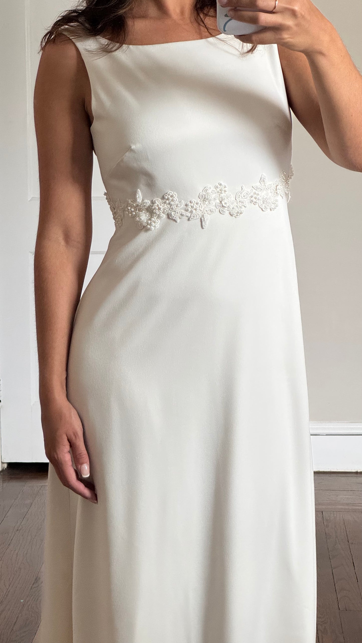 Low Back Ivory Wedding Dress with Train