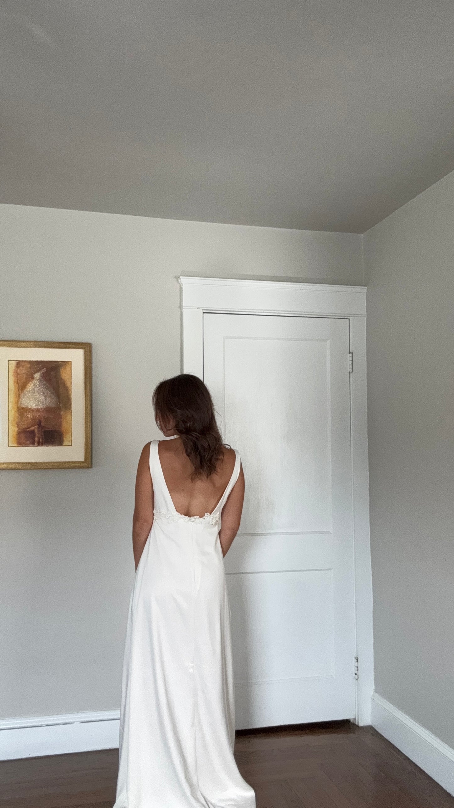 Low Back Ivory Wedding Dress with Train