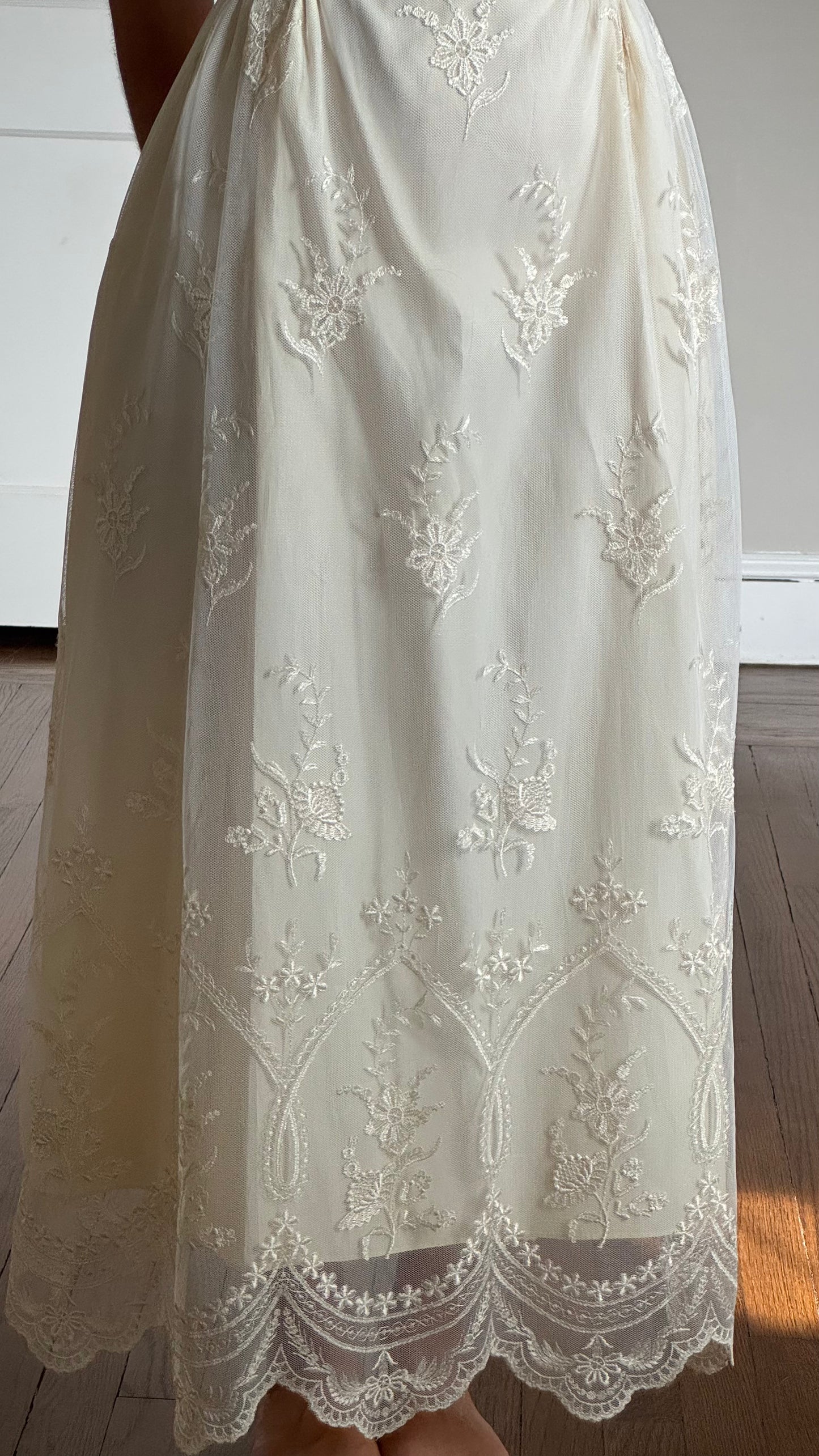 Vintage Strapless Lace Overlay Dress