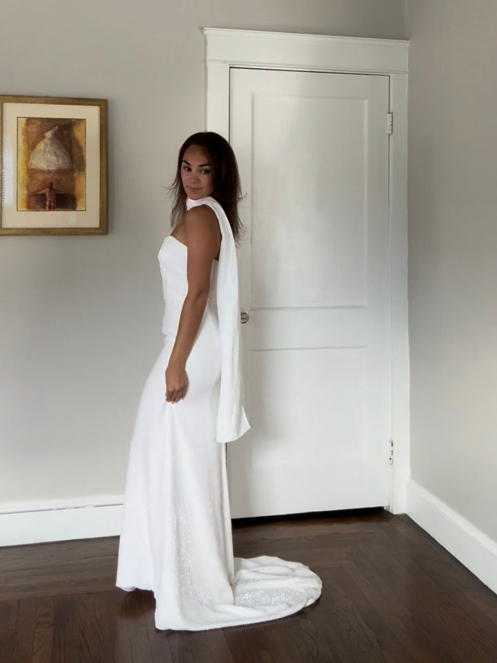 90s/Y2K Cassandra Stone Dress with Matching Neck Scarf