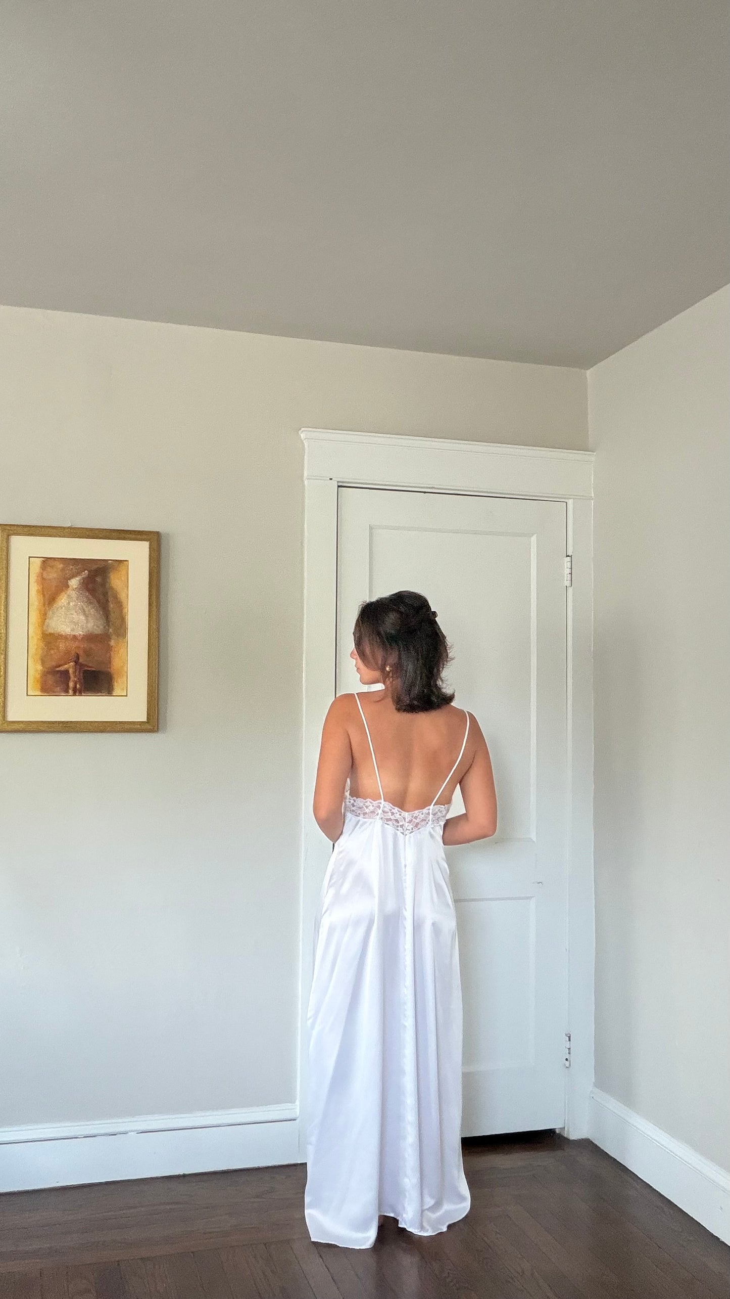 White Lace Detail Button Slip