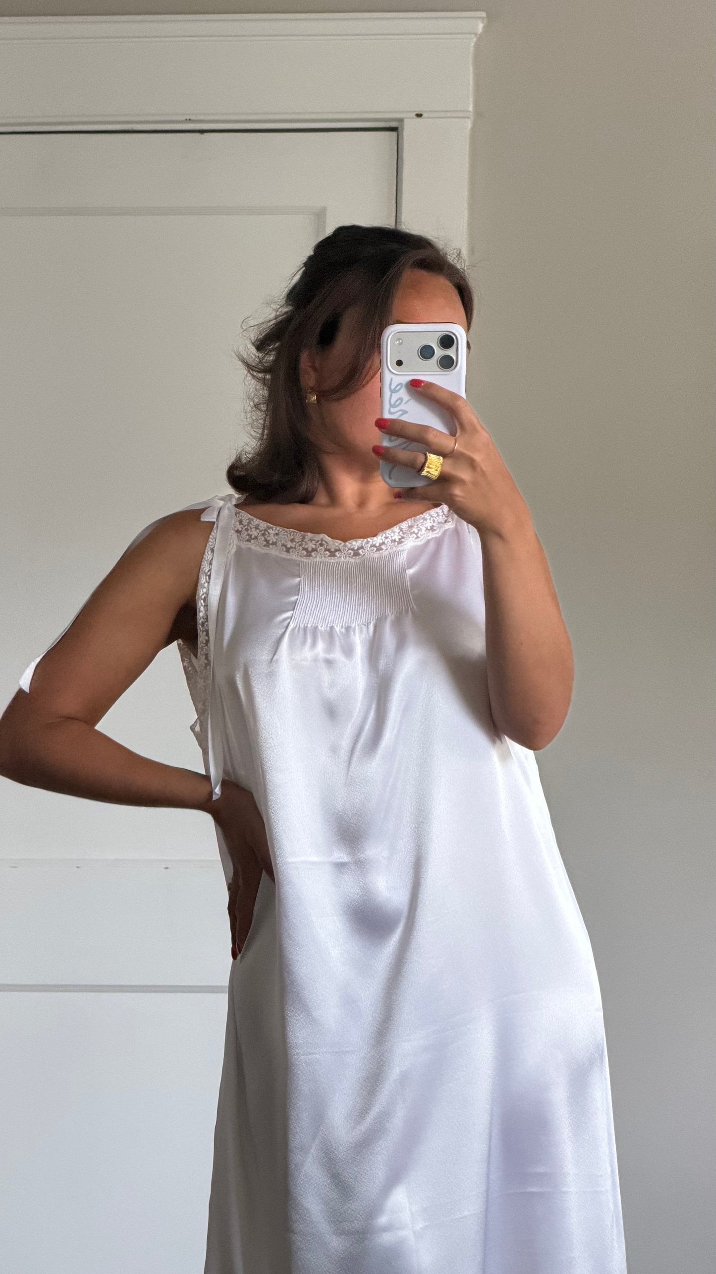Ribbon-Detail White Italian Slip