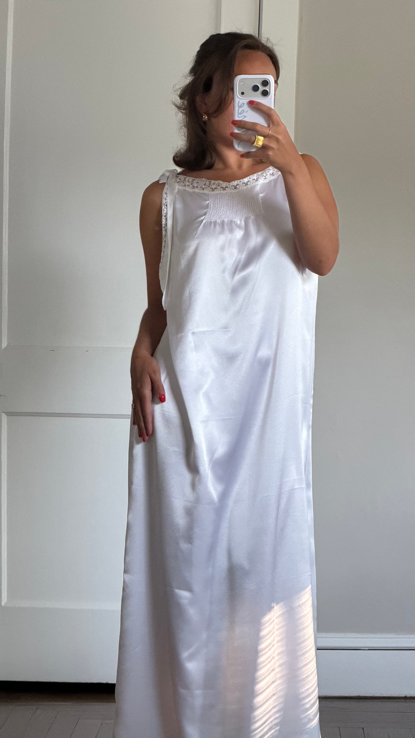 Ribbon-Detail White Italian Slip
