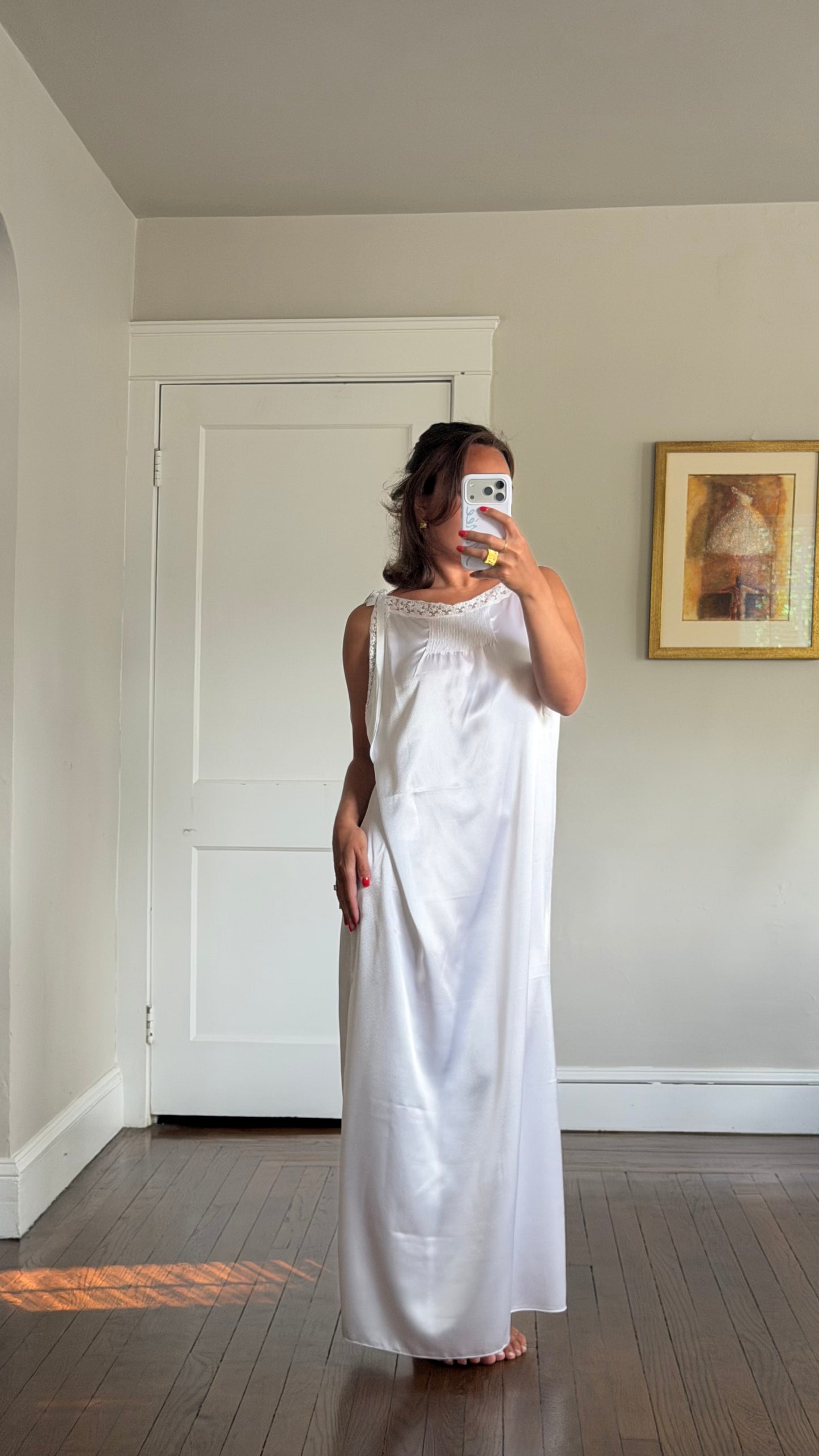 Ribbon-Detail White Italian Slip