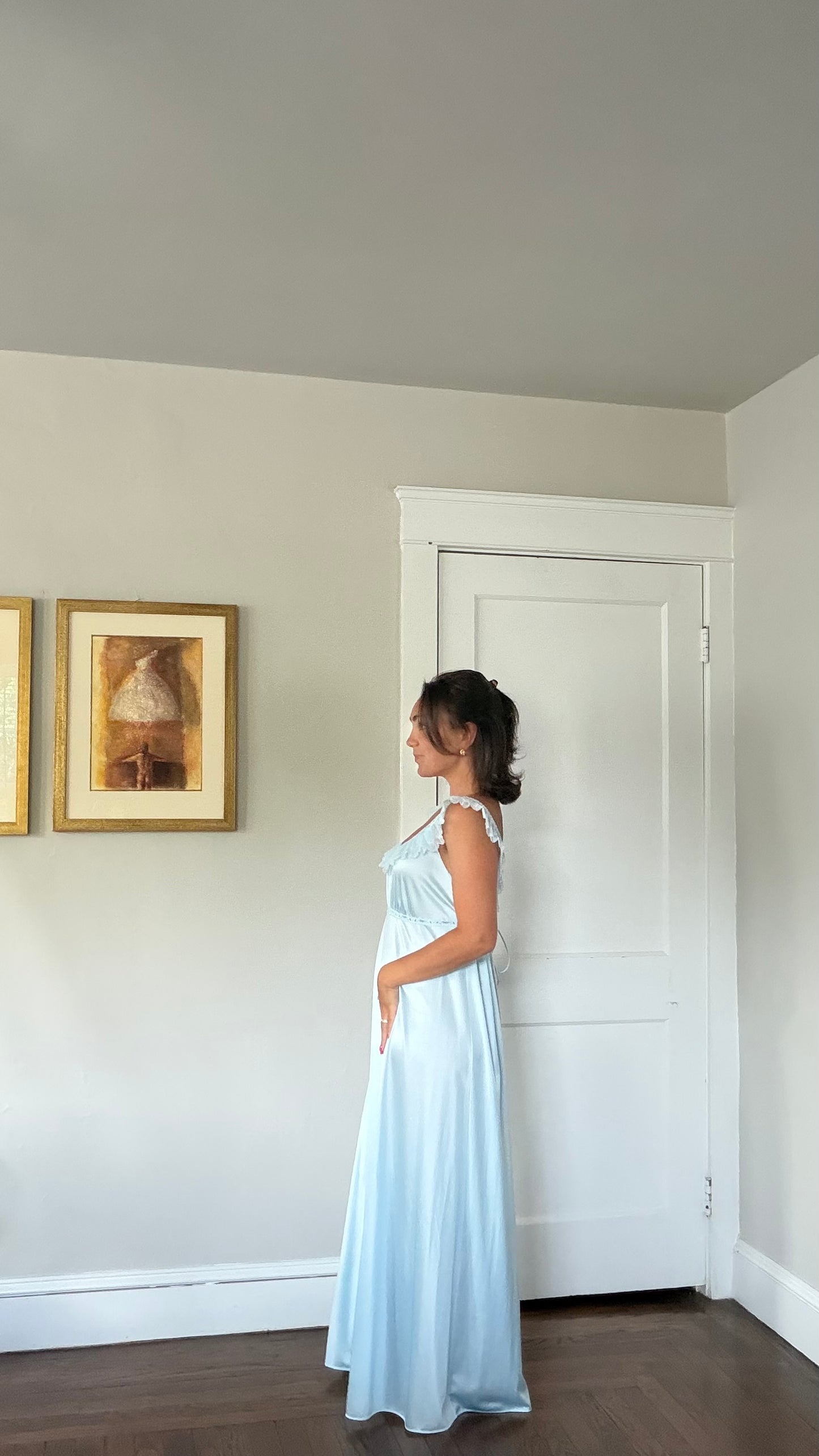 Blue Ruffle Tie-Back Slip